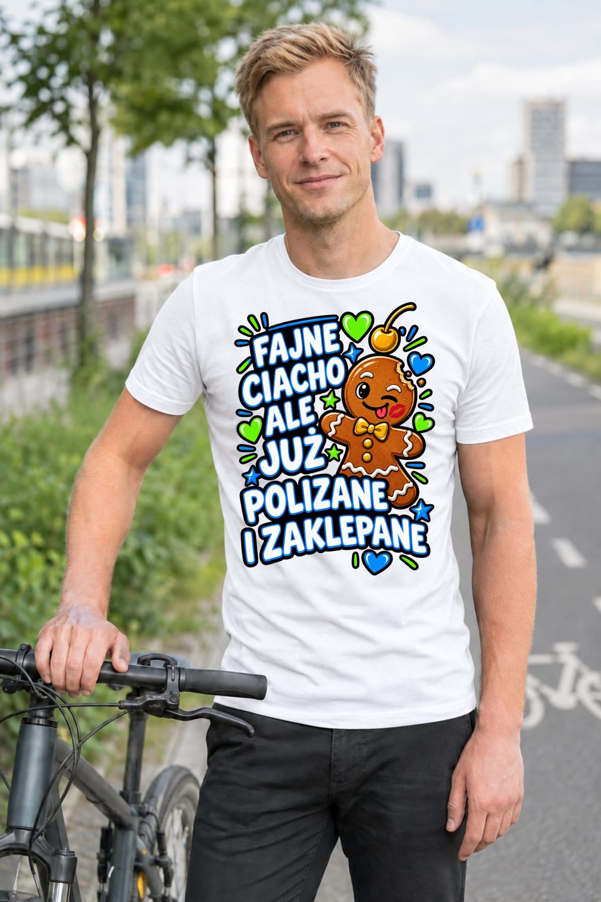 Koszulka męska biała fajne ciacho ale już polizane i zaklepane prezent, zdjęcie 4