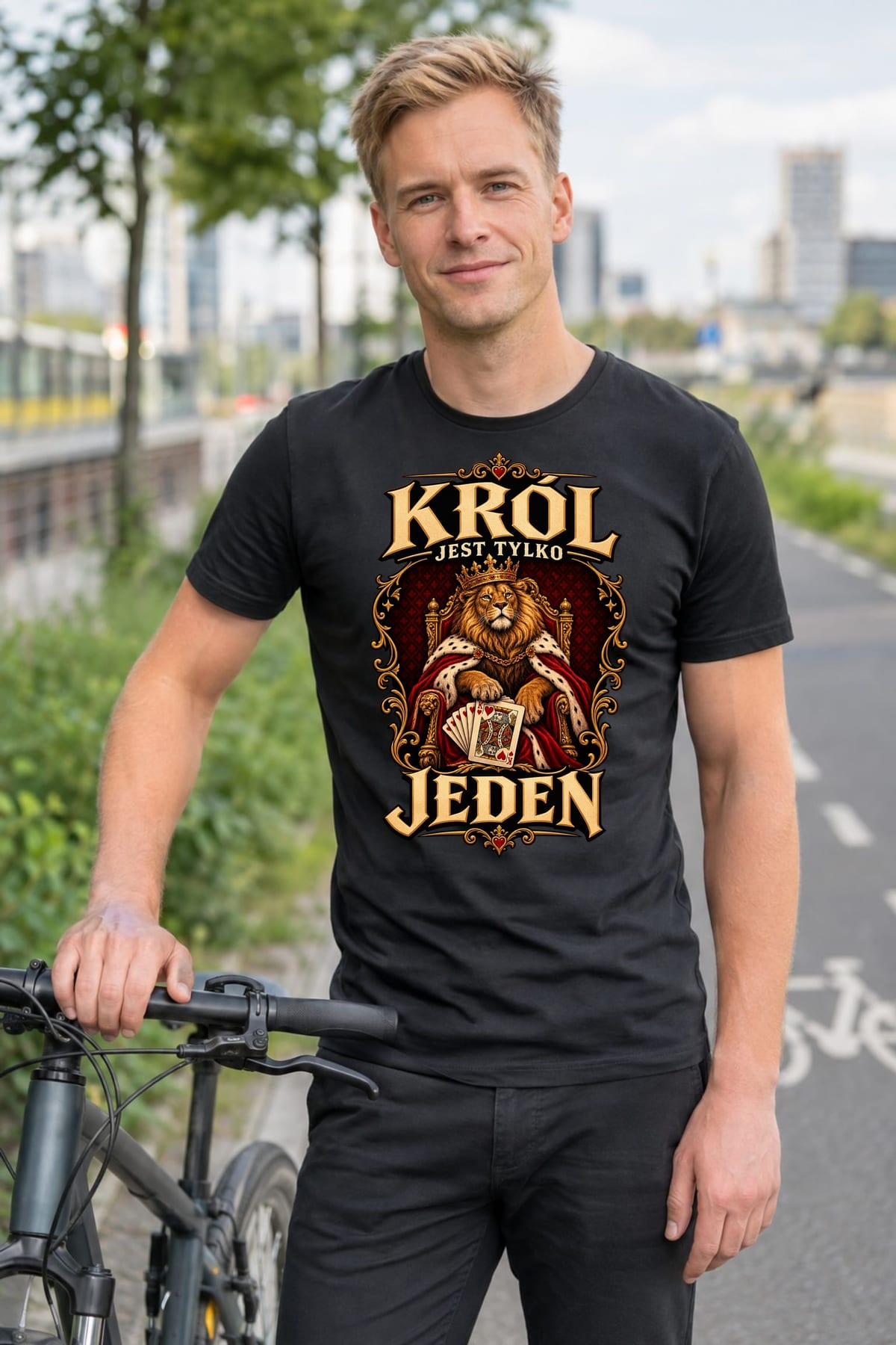 Koszulka męska czarna lew król jest tylko jeden karty prezent, zdjęcie 4