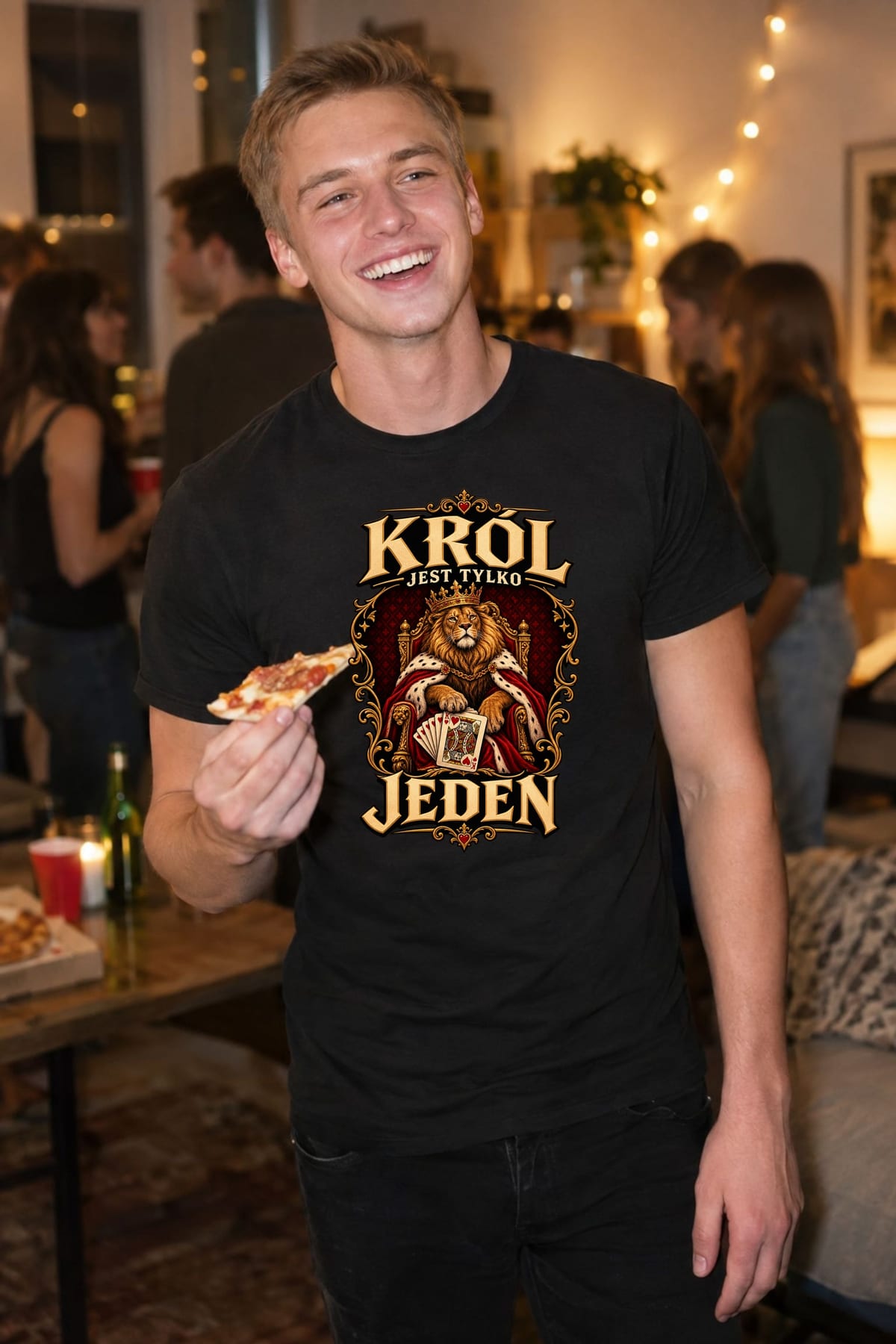Koszulka męska czarna lew król jest tylko jeden karty prezent, zdjęcie 6