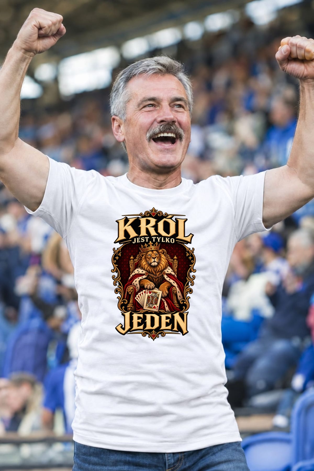 Koszulka męska biała lew król jest tylko jeden karty prezent, zdjęcie 7