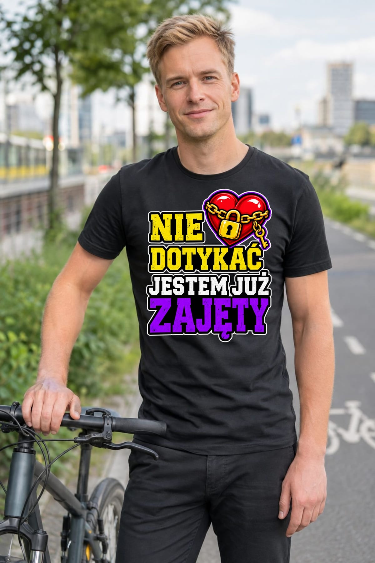 Koszulka męska czarna nie dotykać jestem już zajęty dla chłopaka prezent, zdjęcie 3