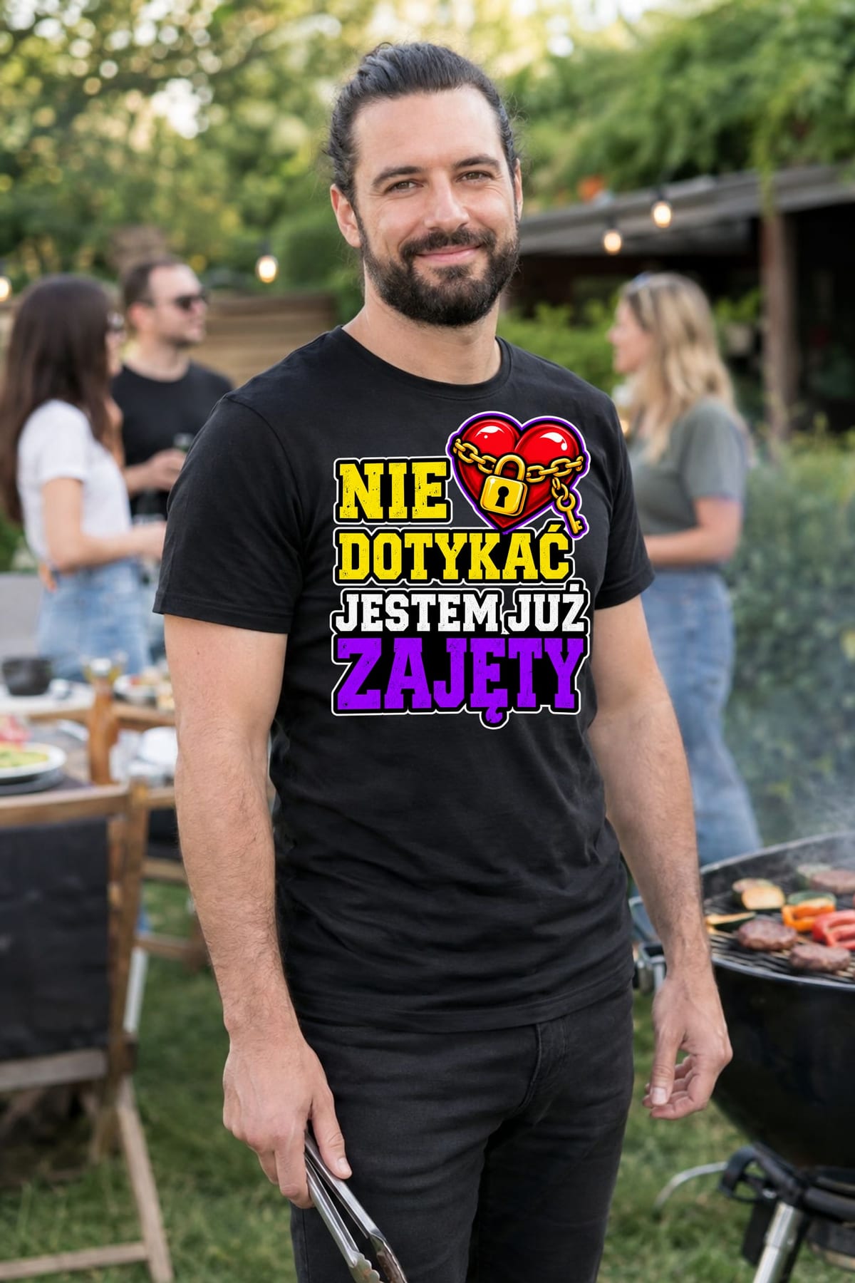 Koszulka męska czarna nie dotykać jestem już zajęty dla chłopaka prezent, zdjęcie 6