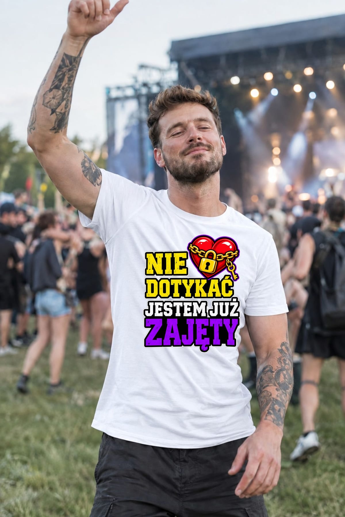 Koszulka męska biała nie dotykać jestem już zajęty dla męża prezent, zdjęcie 5