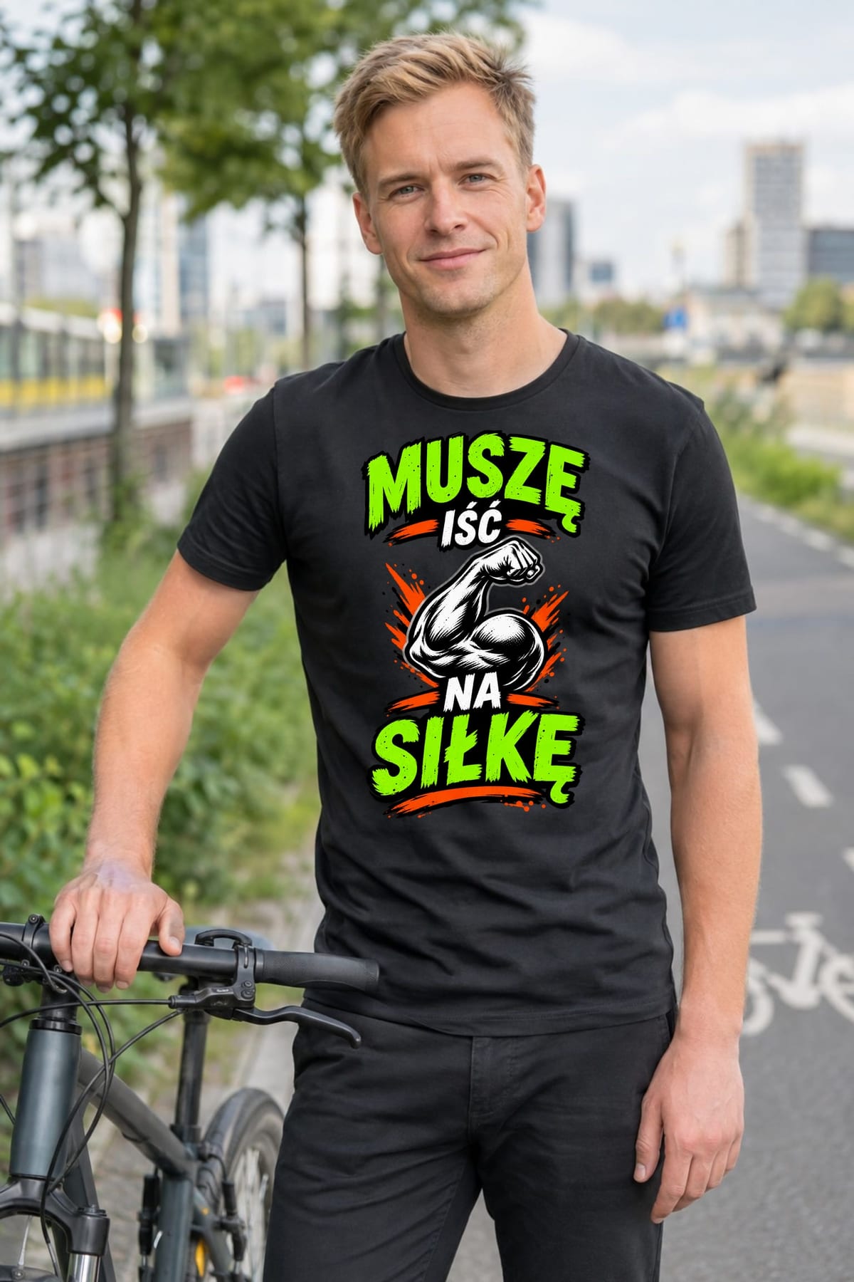 Koszulka męska czarna muszę iść na siłkę siłownia prezent, zdjęcie 8