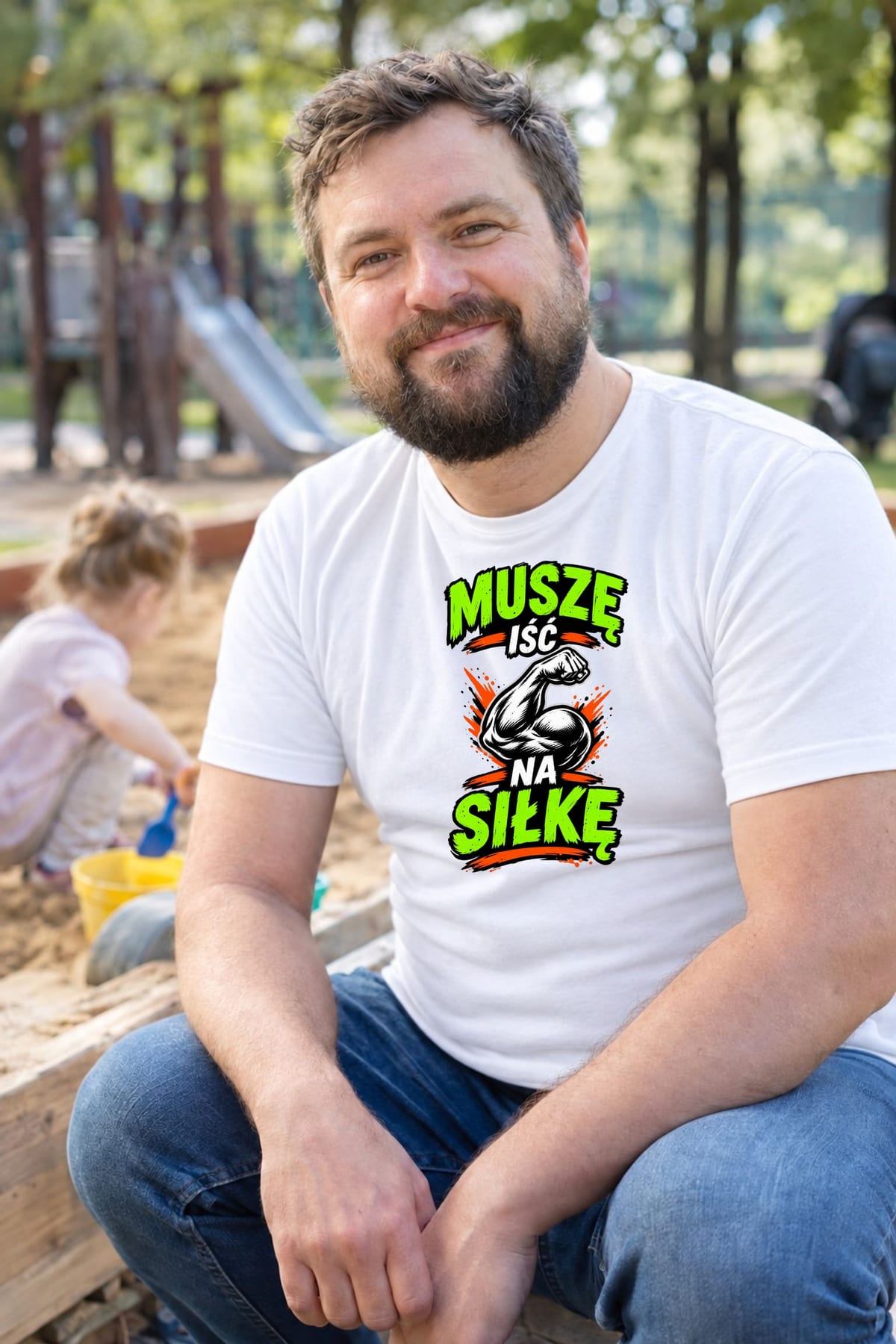 Koszulka męska biała muszę iść na siłkę siłownia prezent, zdjęcie 5
