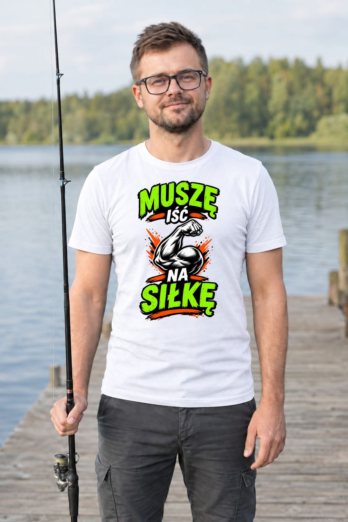 Koszulka męska biała muszę iść na siłkę siłownia prezent, zdjęcie 6