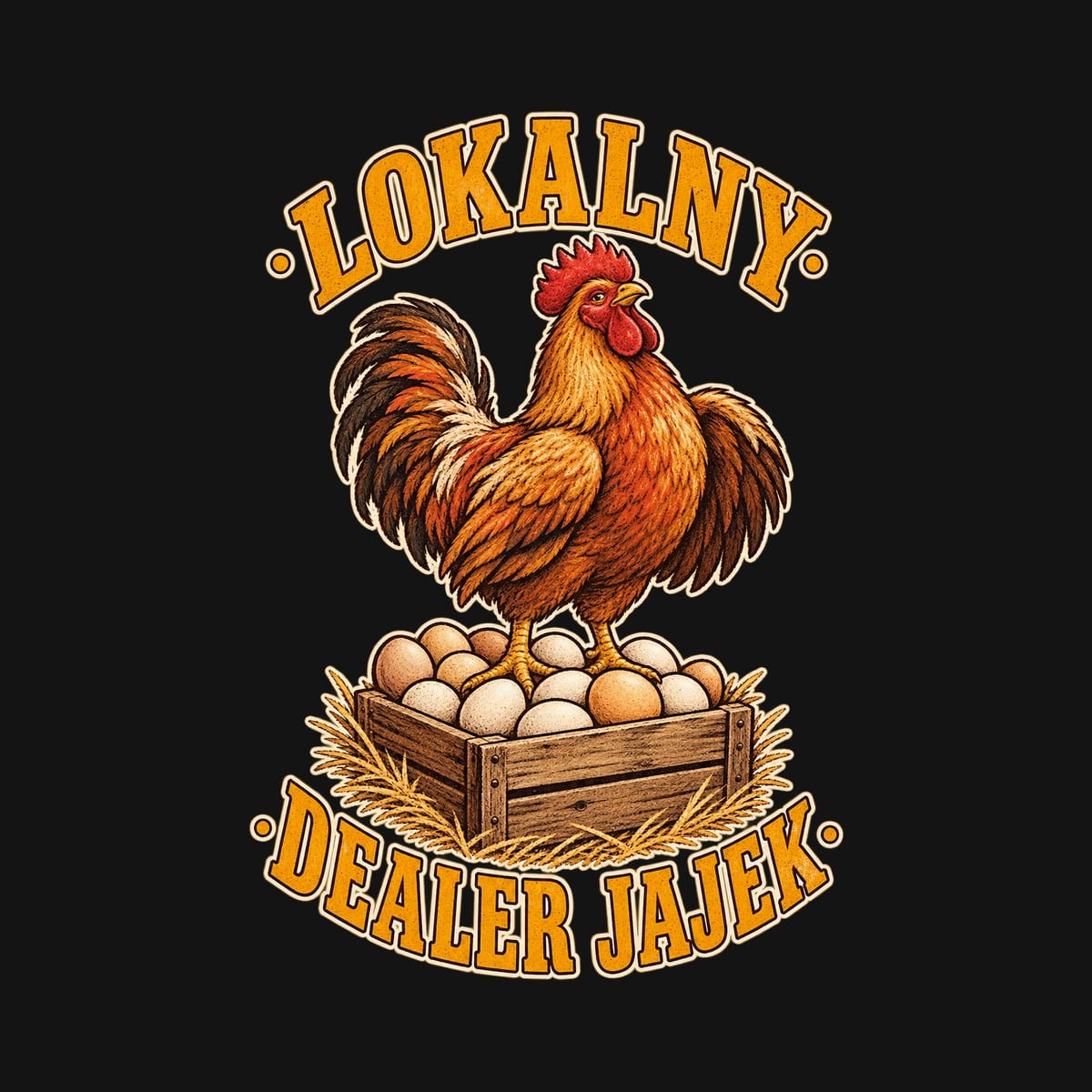 Koszulka męska czarna lokalny dealer jajek kogut rolnik prezent, zdjęcie 2