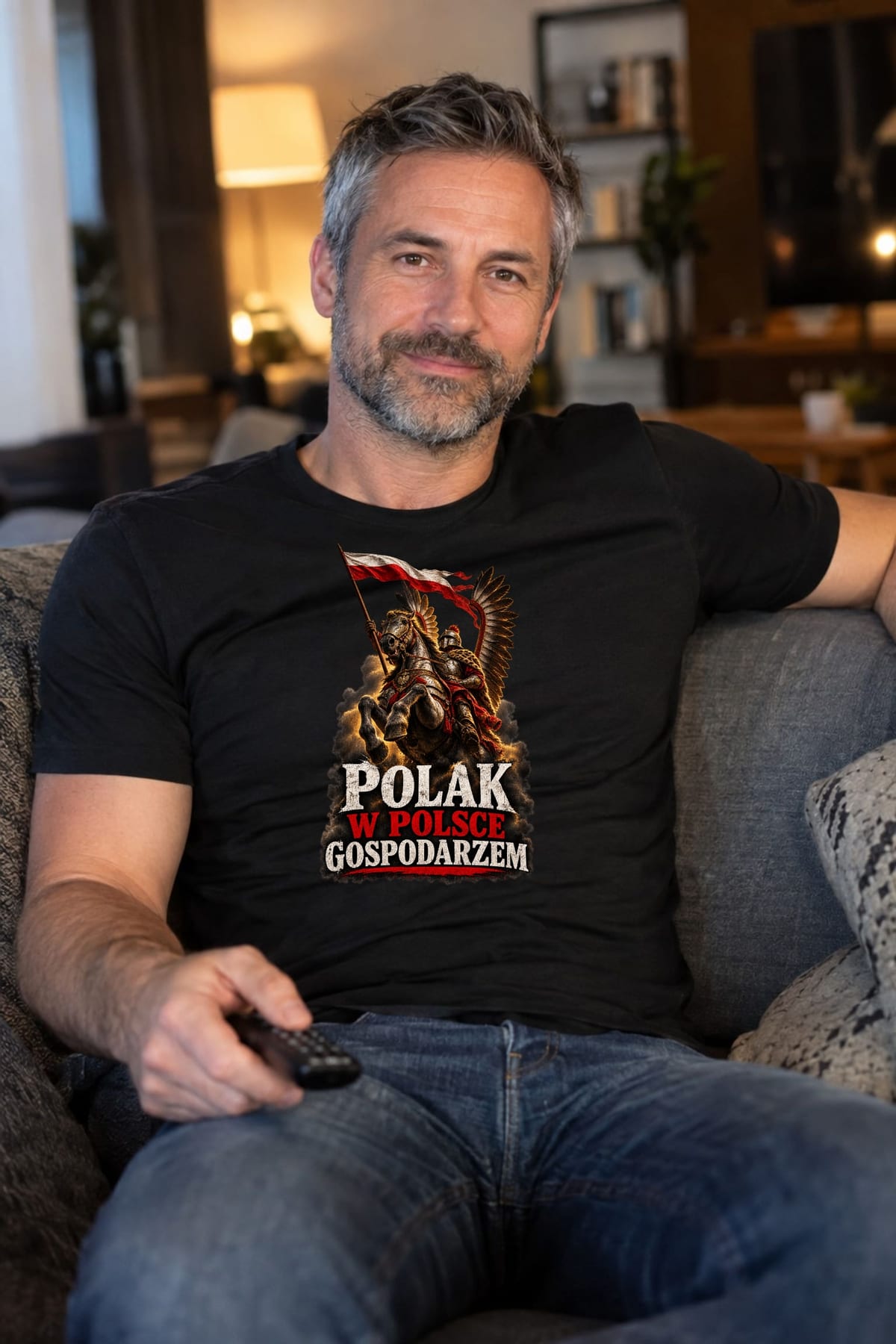 Koszulka męska czarna polak w polsce gospodarzem husaria patriotyczna, zdjęcie 6