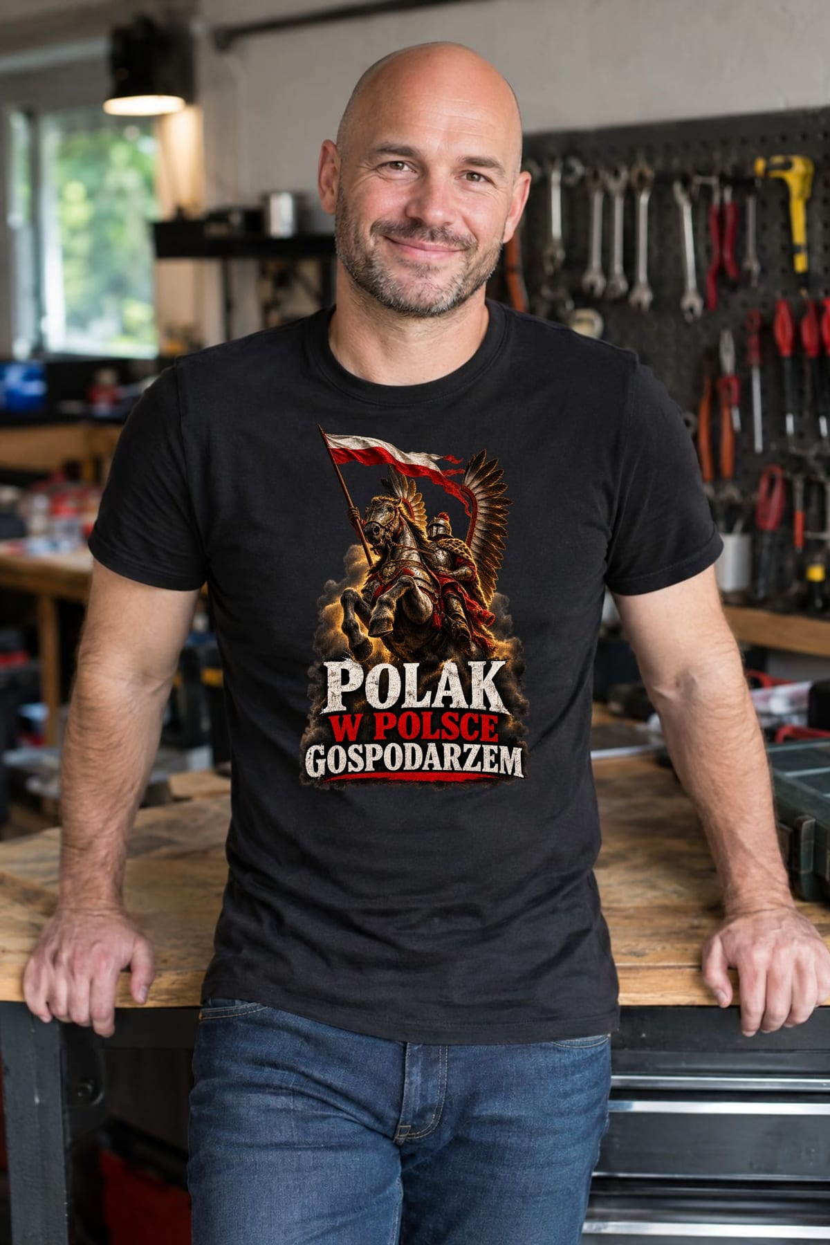 Koszulka męska czarna polak w polsce gospodarzem husaria patriotyczna, zdjęcie 7