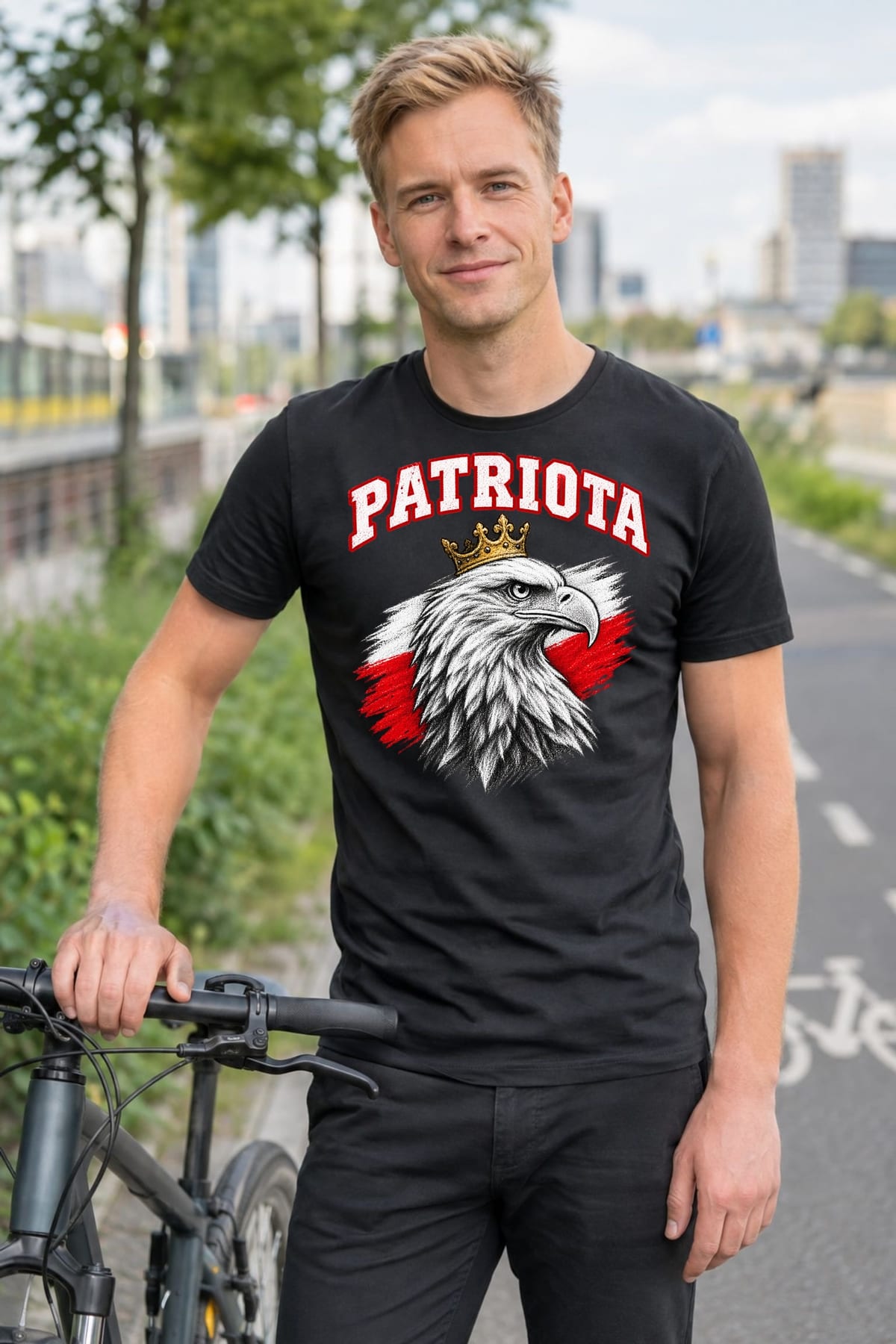 Koszulka męska czarna patriota orzeł z koroną dla patrioty prezent, zdjęcie 3
