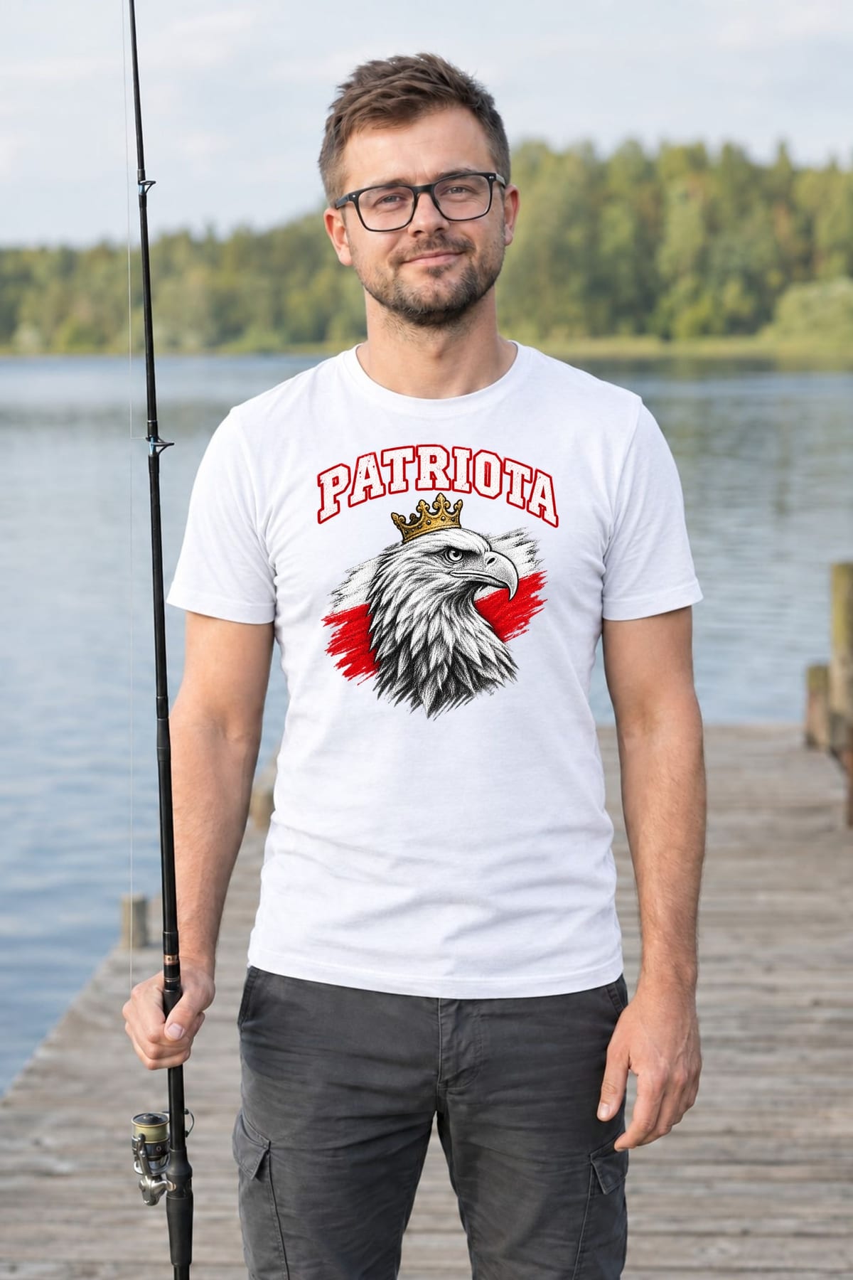 Koszulka męska biała patriota orzeł z koroną dla patrioty prezent, zdjęcie 4