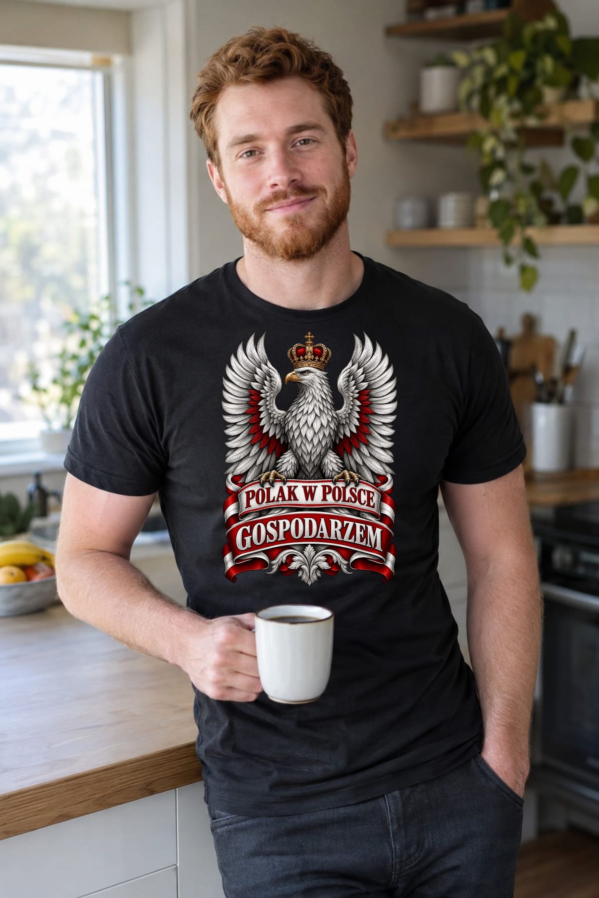Koszulka męska czarna polak w polsce gospodarzem orzeł patriotyczna, zdjęcie 4