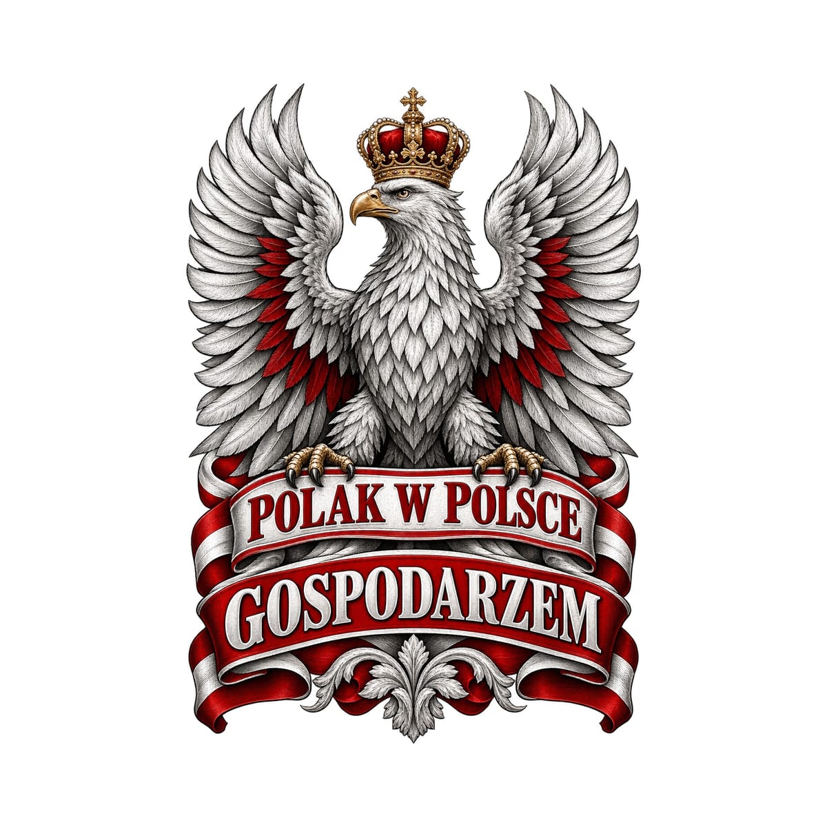 Koszulka męska biała polak w polsce gospodarzem orzeł patriotyczna, zdjęcie 2