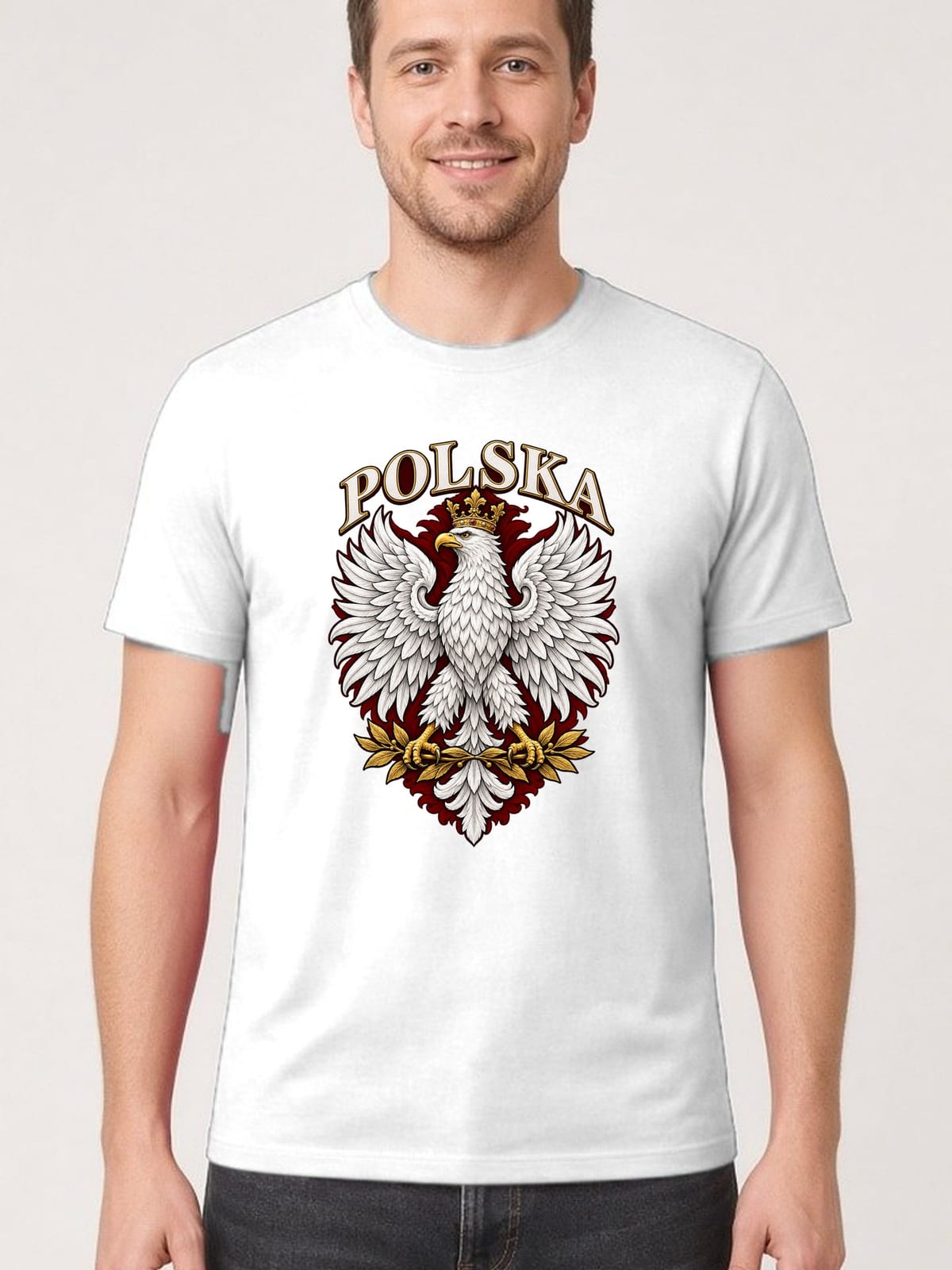 Koszulka męska biała Polska orzeł patriotyczna godło prezent, zdjęcie 1