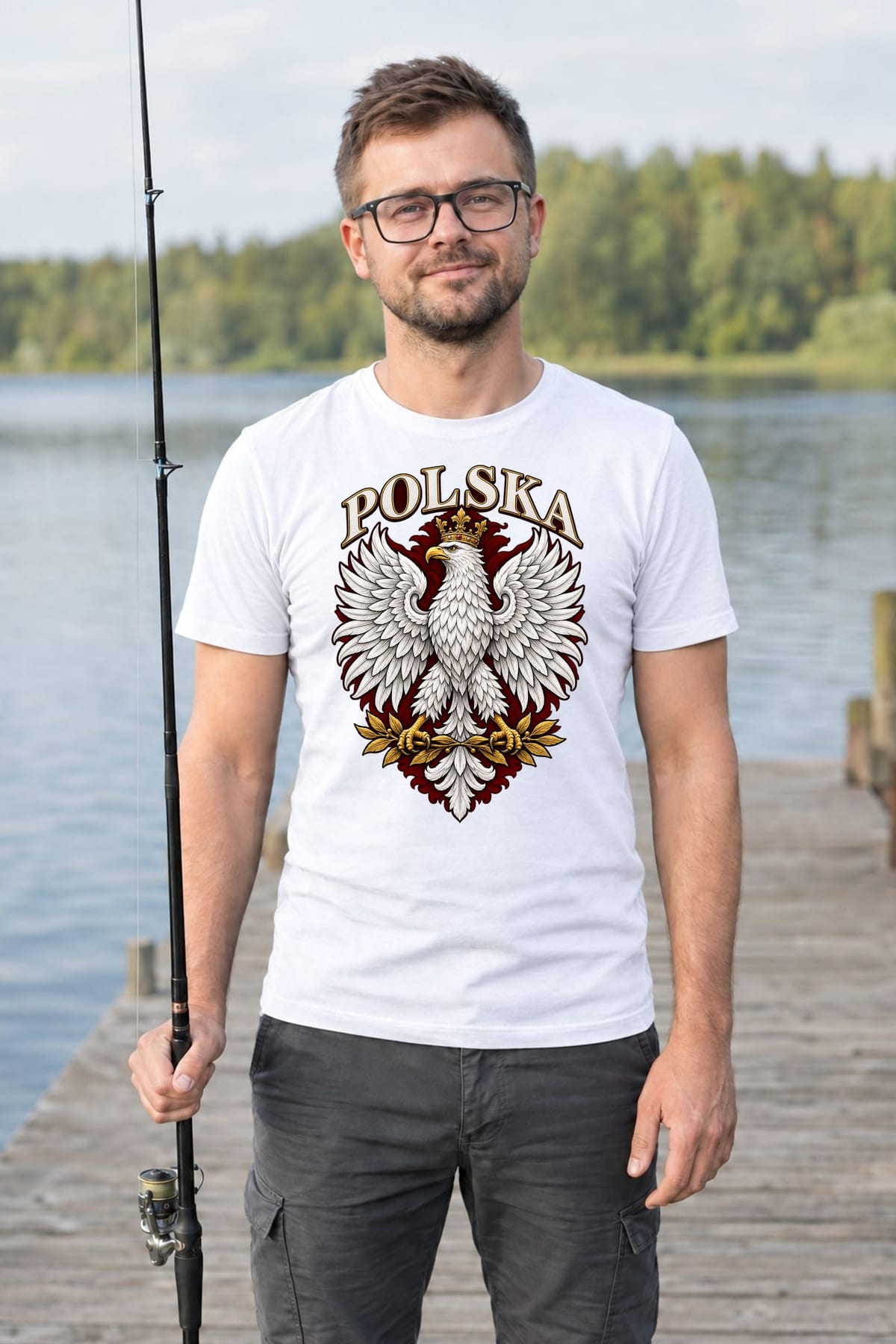 Koszulka męska biała Polska orzeł patriotyczna godło prezent, zdjęcie 4