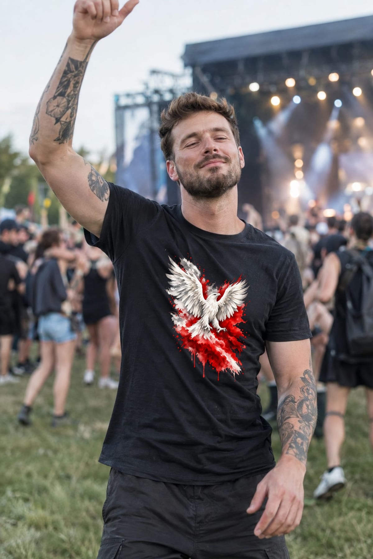 Koszulka męska czarna z orłem dla mężczyzny ptak drapieżny prezent, zdjęcie 8