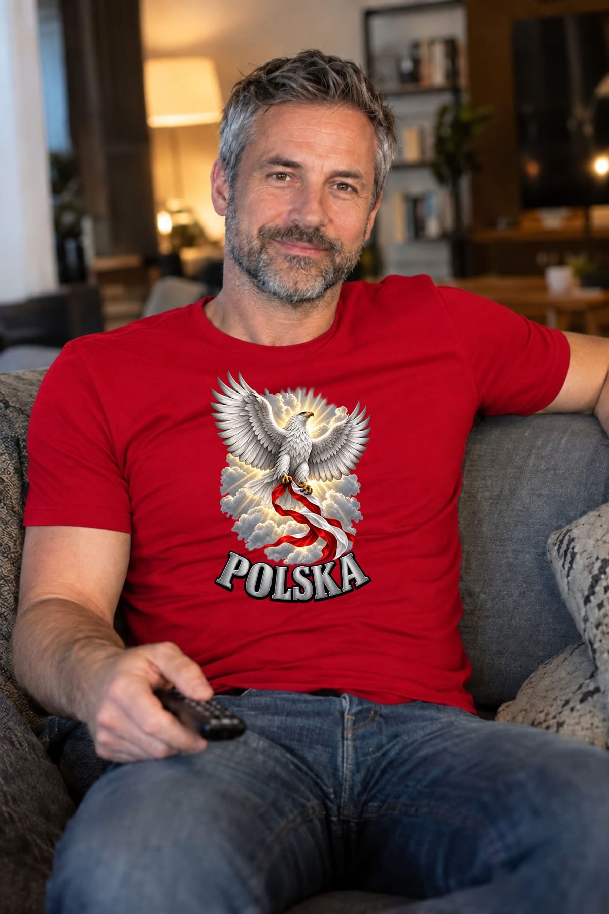 Koszulka męska czerwona polska orzeł patriotyczna flaga prezent, zdjęcie 5