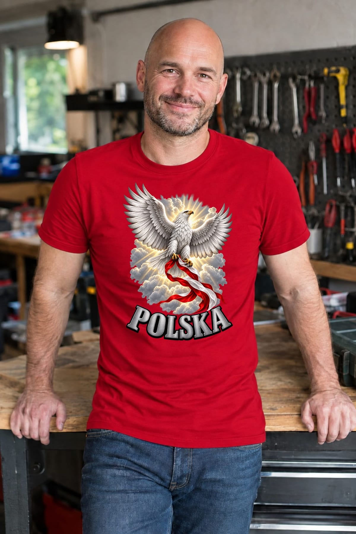 Koszulka męska czerwona polska orzeł patriotyczna flaga prezent, zdjęcie 6