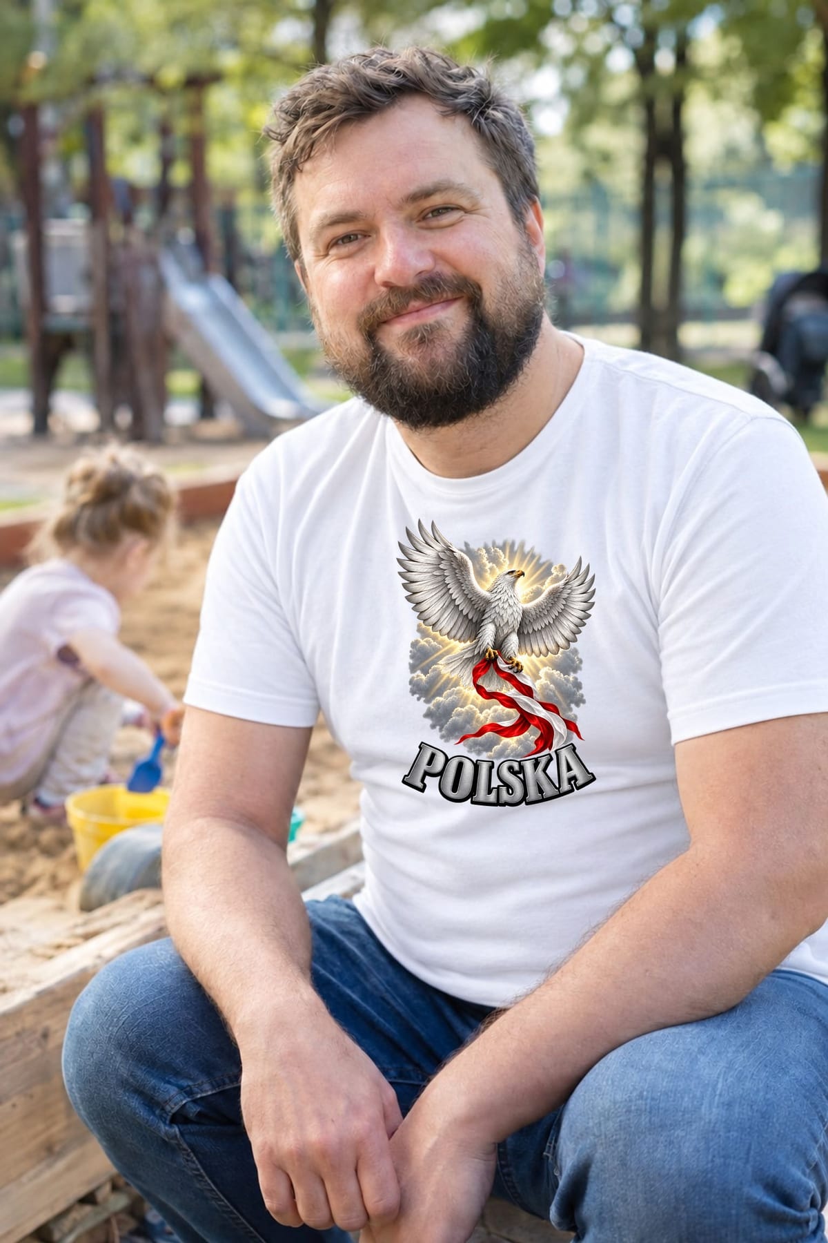 Koszulka męska biała polska orzeł patriotyczna flaga prezent, zdjęcie 3
