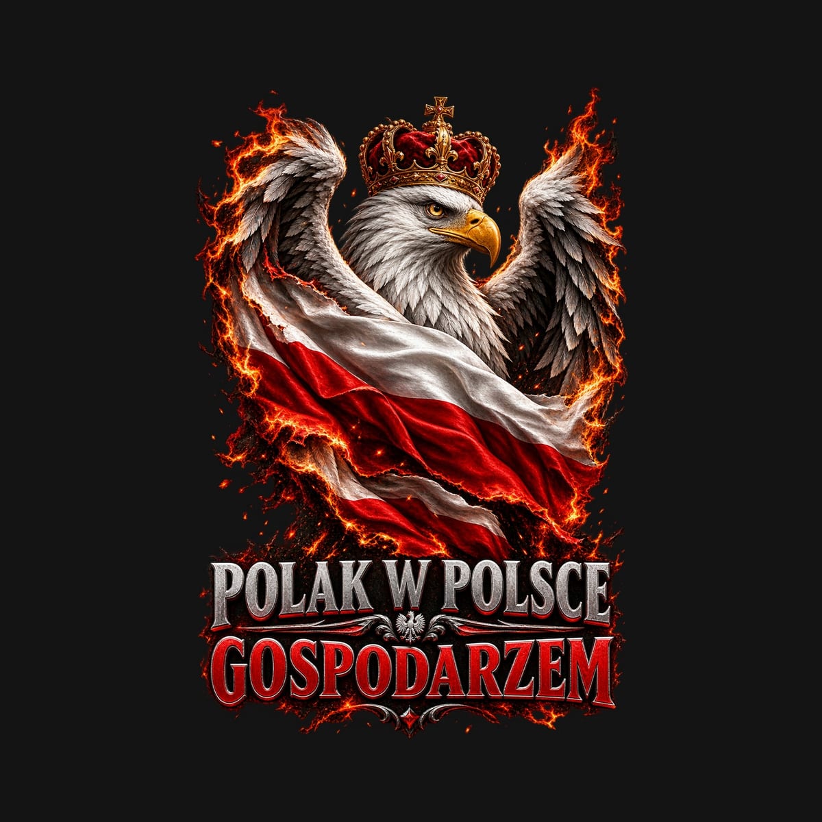 Koszulka męska czarna polak w polsce gospodarzem orzeł patriotyczna, zdjęcie 2