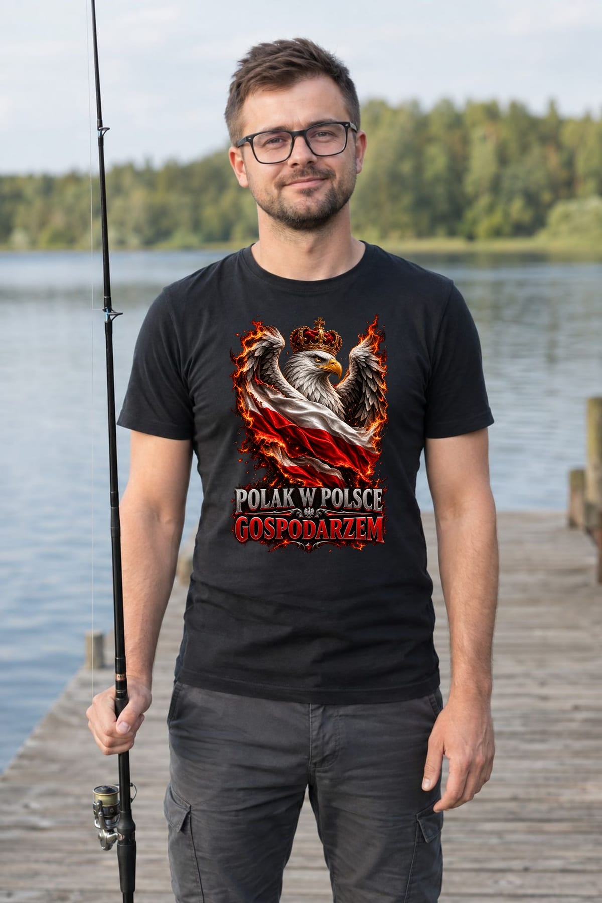Koszulka męska czarna polak w polsce gospodarzem orzeł patriotyczna, zdjęcie 3