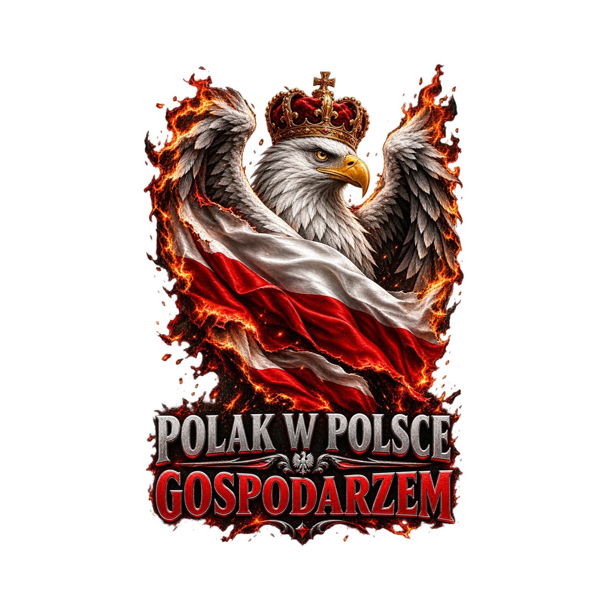 Koszulka męska biała polak w polsce gospodarzem orzeł patriotyczna, zdjęcie 2