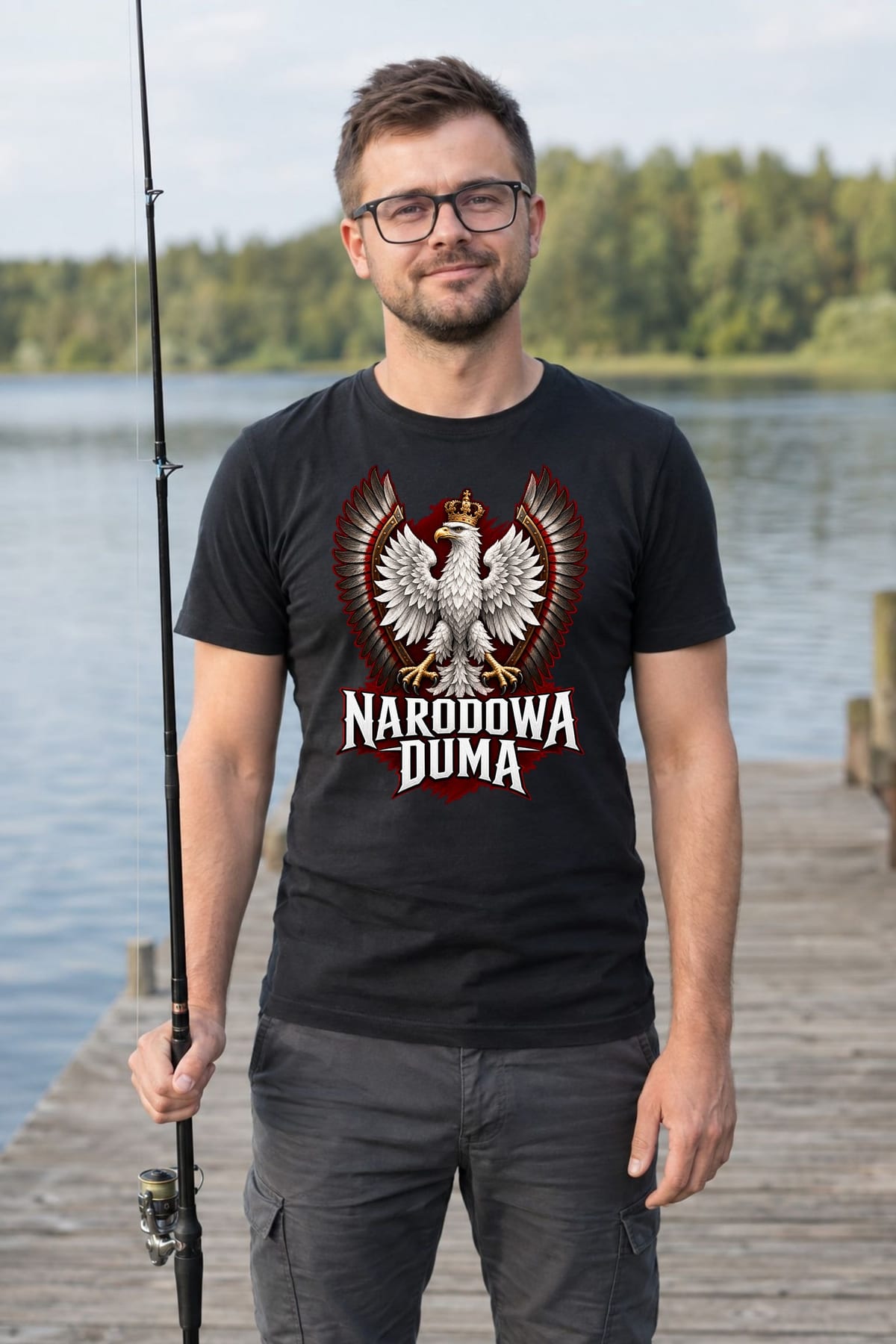 Koszulka męska czarna patriotyczna orzeł z koroną narodowa duma, zdjęcie 3