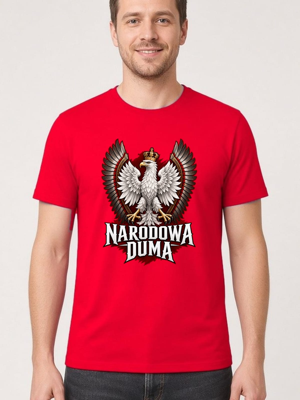 Koszulka męska czerwona patriotyczna orzeł z koroną narodowa duma, zdjęcie 1