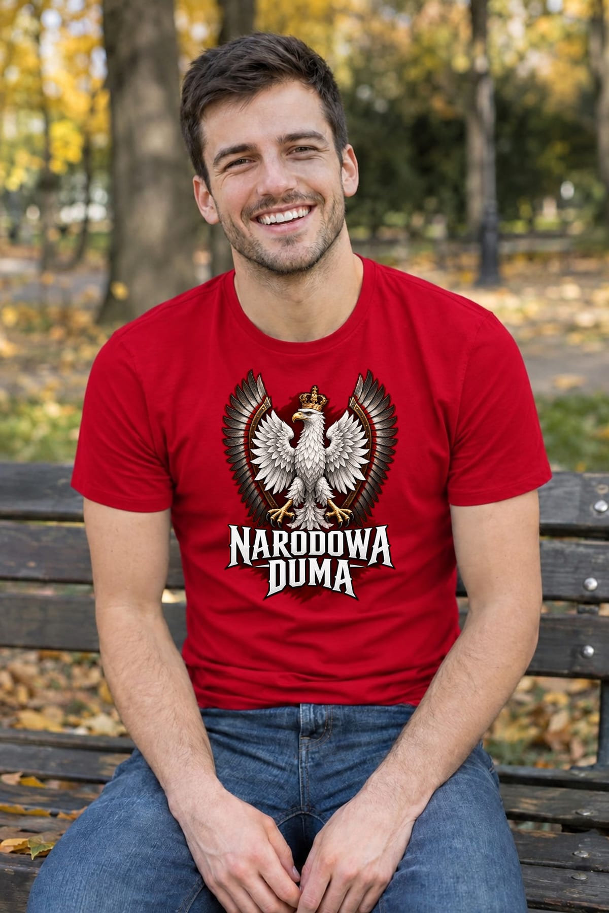 Koszulka męska czerwona patriotyczna orzeł z koroną narodowa duma, zdjęcie 3