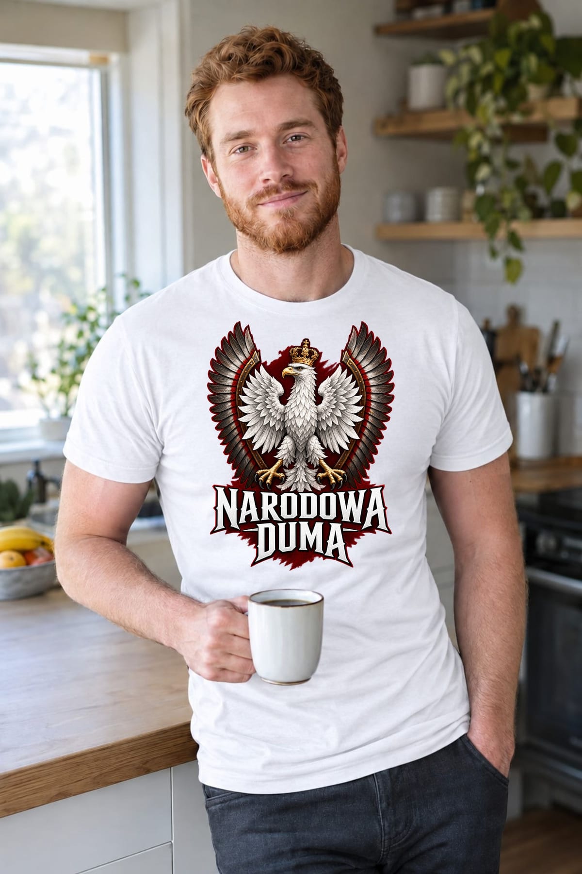 Koszulka męska biała patriotyczna orzeł z koroną narodowa duma, zdjęcie 8