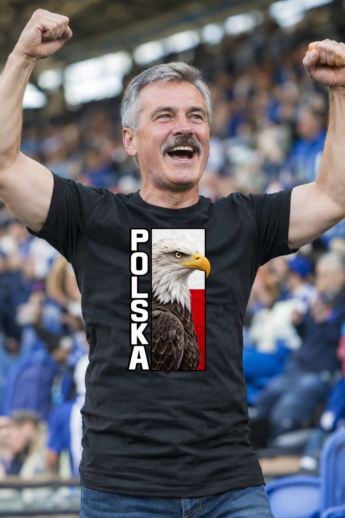 Koszulka męska czarna Polska orzeł patriotyczna z flagą prezent, zdjęcie 4