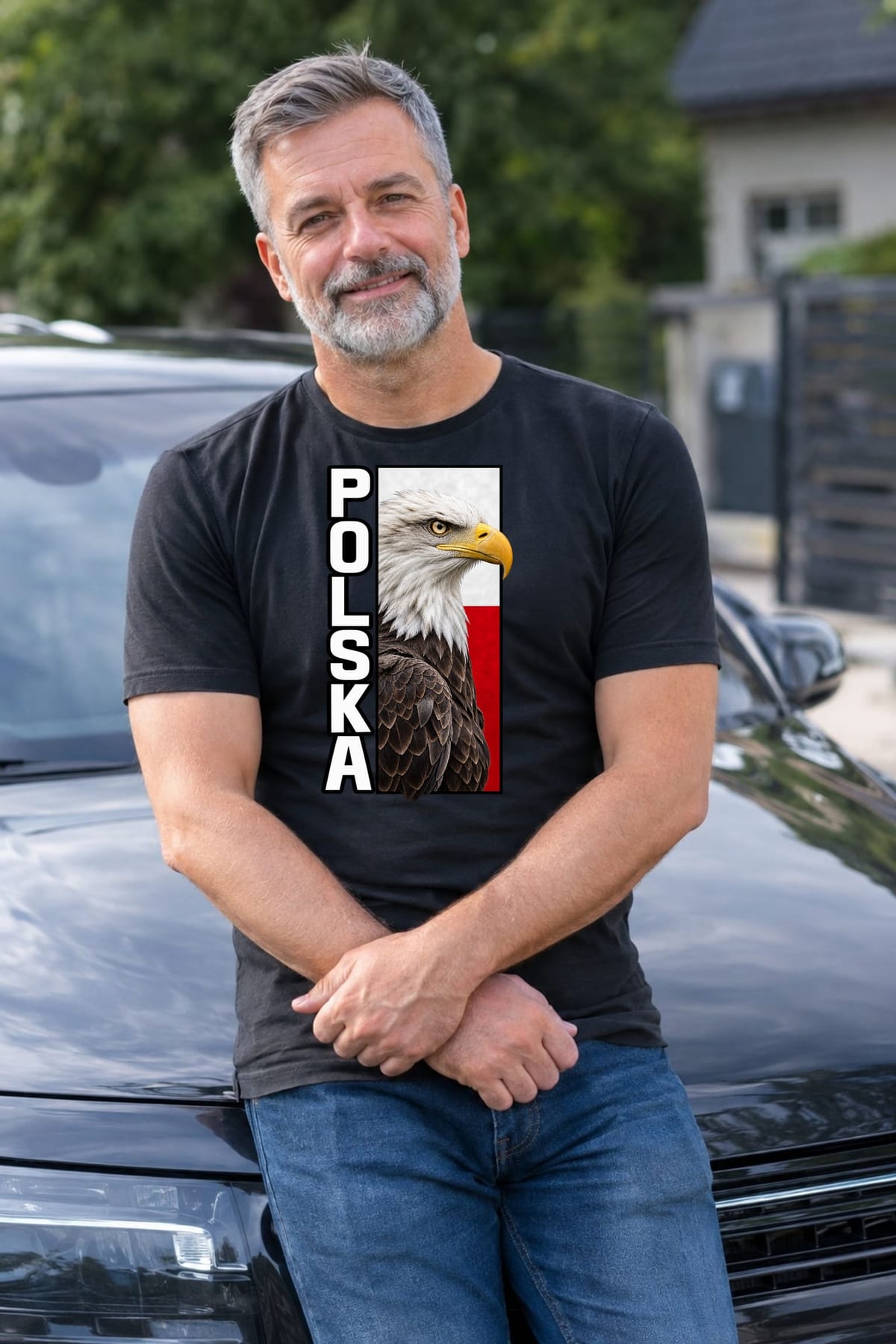 Koszulka męska czarna Polska orzeł patriotyczna z flagą prezent, zdjęcie 5