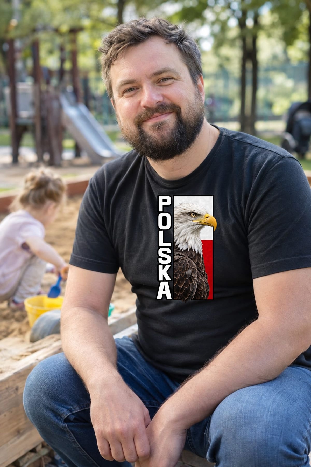 Koszulka męska czarna Polska orzeł patriotyczna z flagą prezent, zdjęcie 6