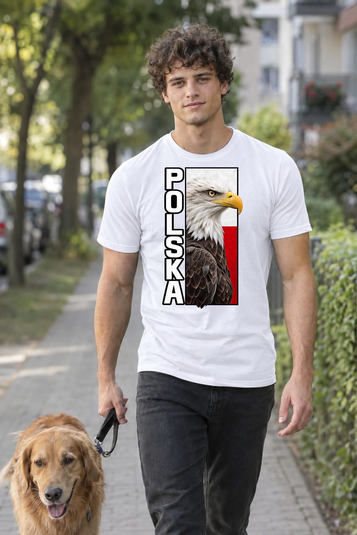 Koszulka męska biała Polska orzeł patriotyczna z flagą prezent, zdjęcie 5