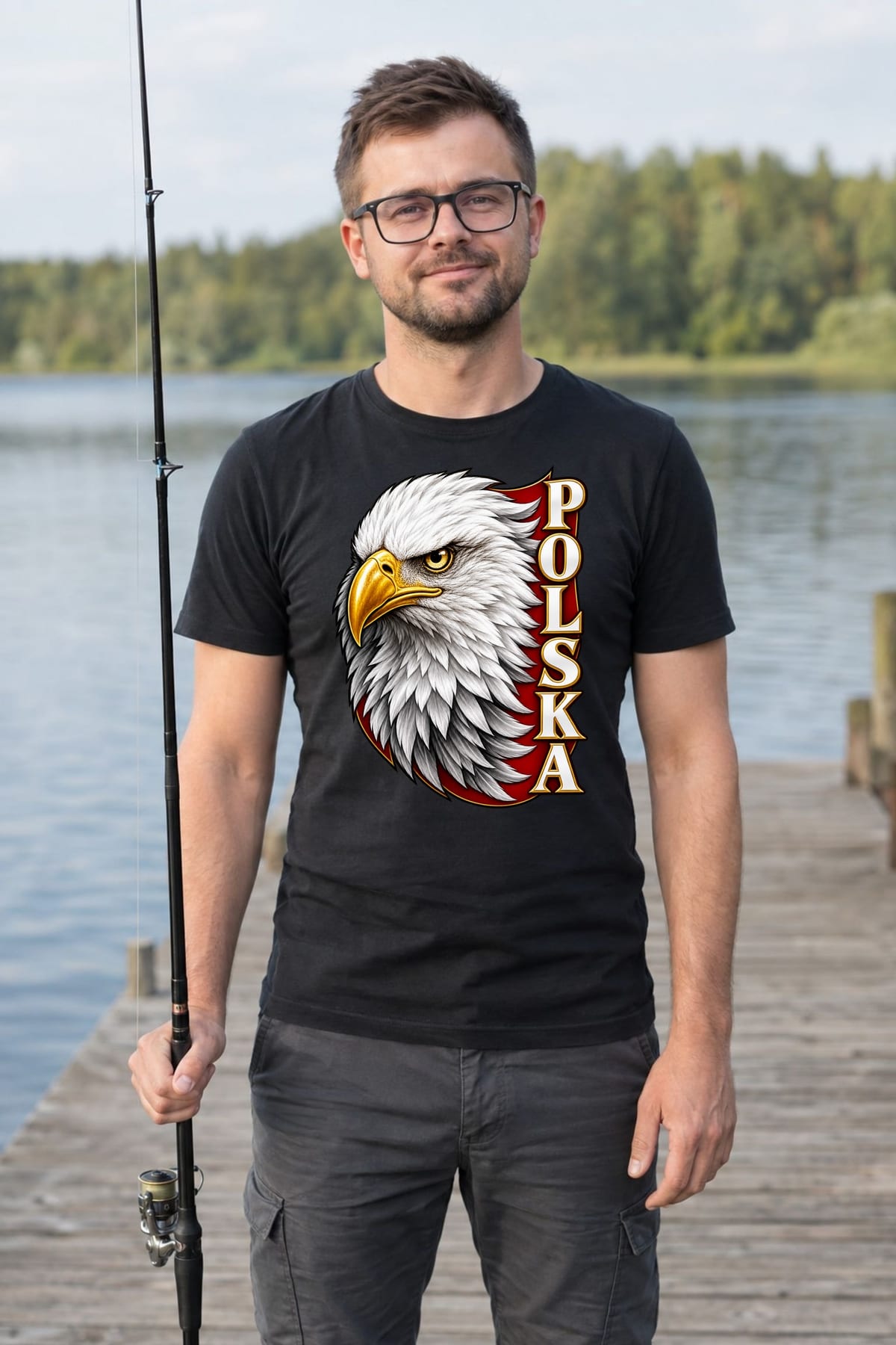Koszulka męska czarna Polska orzeł bielik patriotyczna dla patrioty, zdjęcie 3