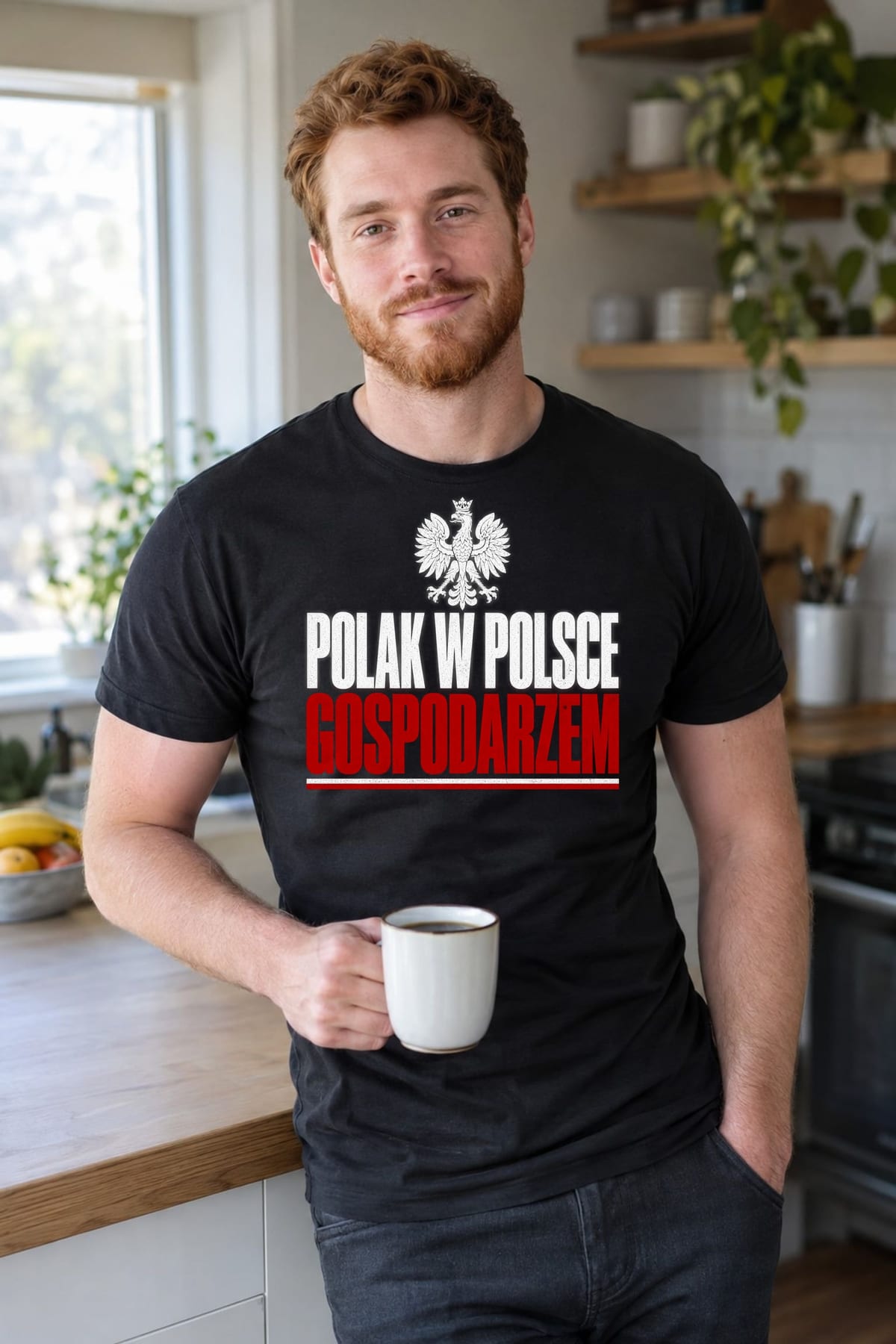 Koszulka męska czarna polak w polsce gospodarzem patriota prezent, zdjęcie 7