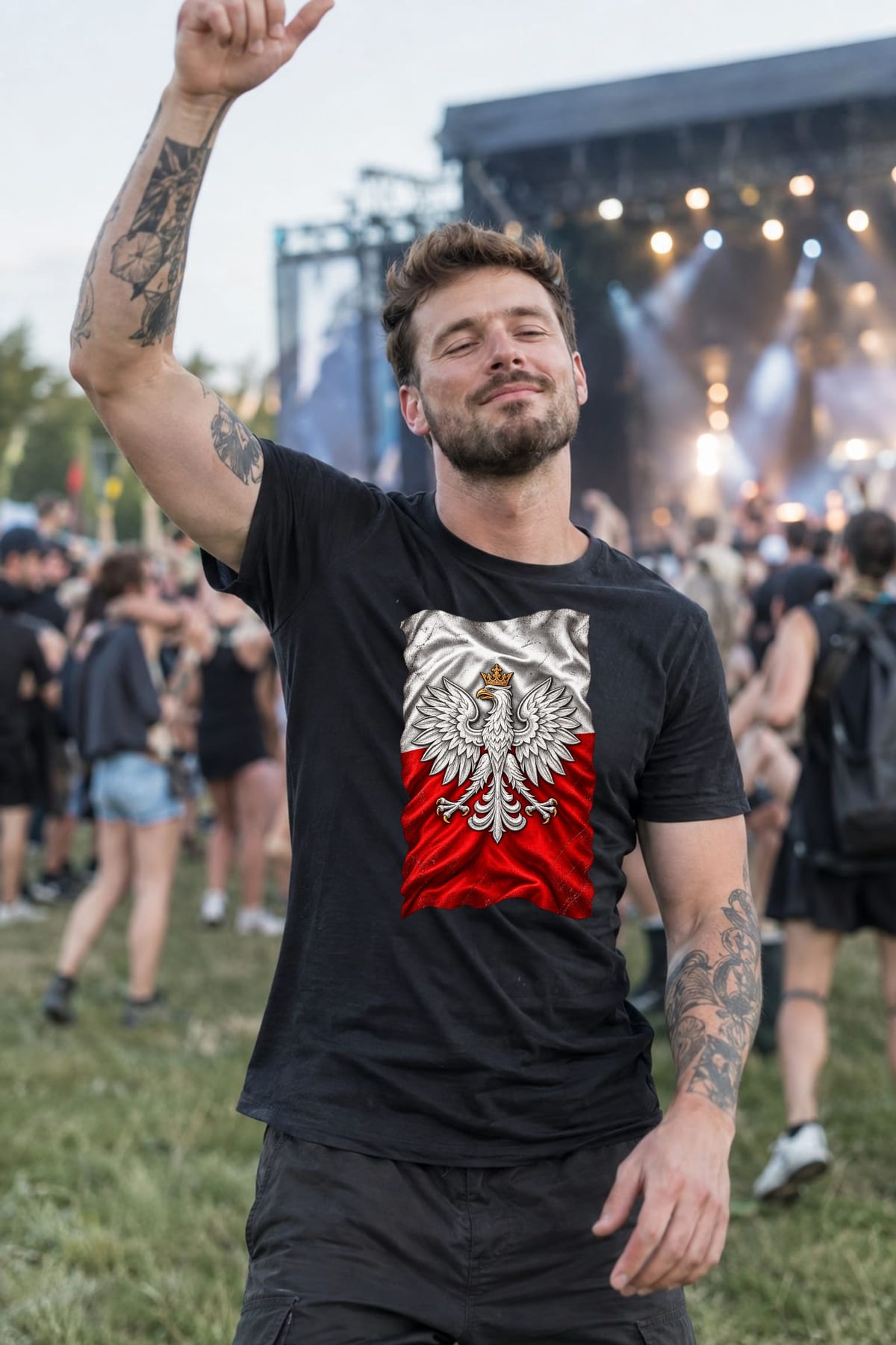 Koszulka męska czarna orzeł na fladze patriotyczna dla patrioty prezent, zdjęcie 7
