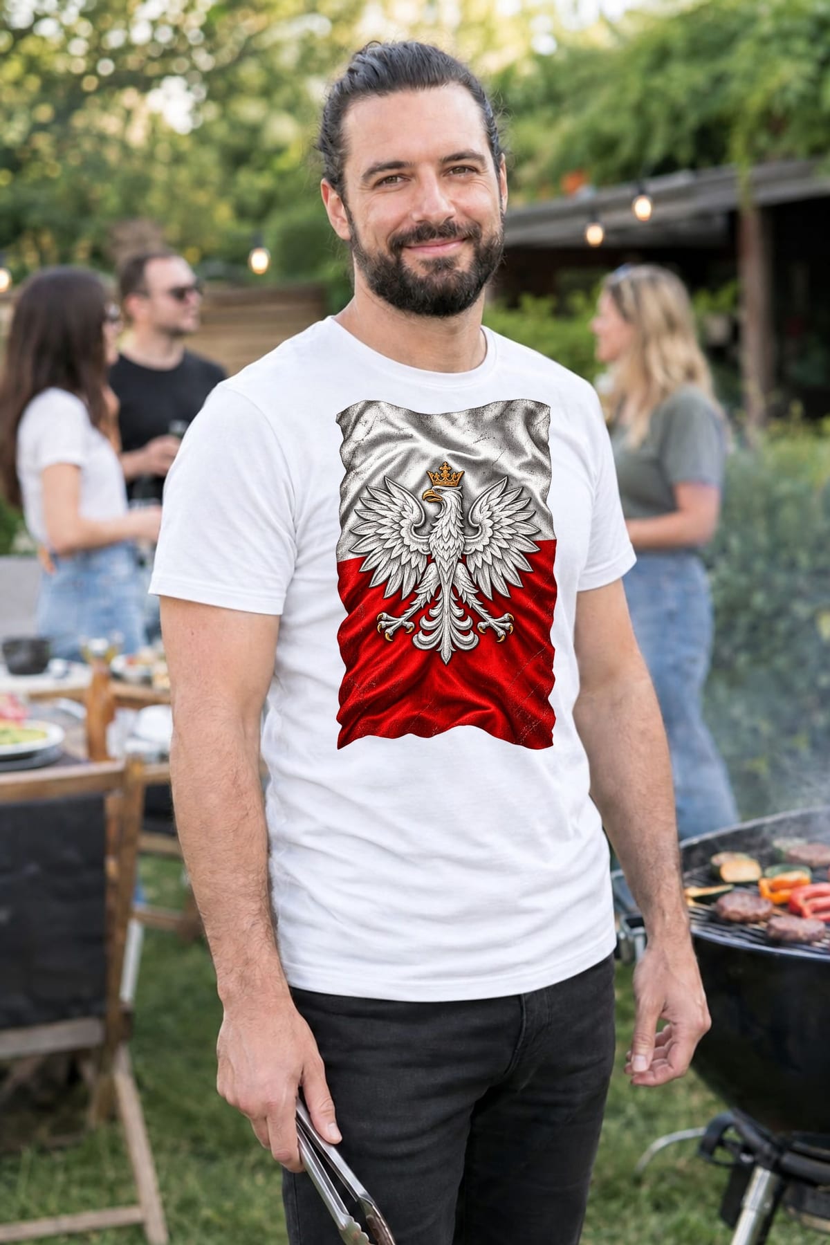 Koszulka męska biała orzeł na fladze patriotyczna dla patrioty prezent, zdjęcie 5