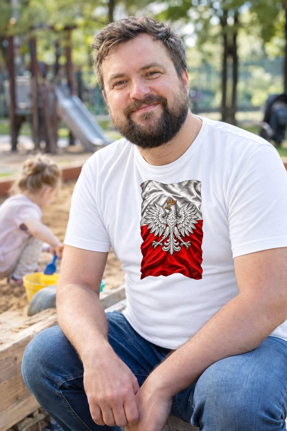 Koszulka męska biała orzeł na fladze patriotyczna dla patrioty prezent, zdjęcie 7