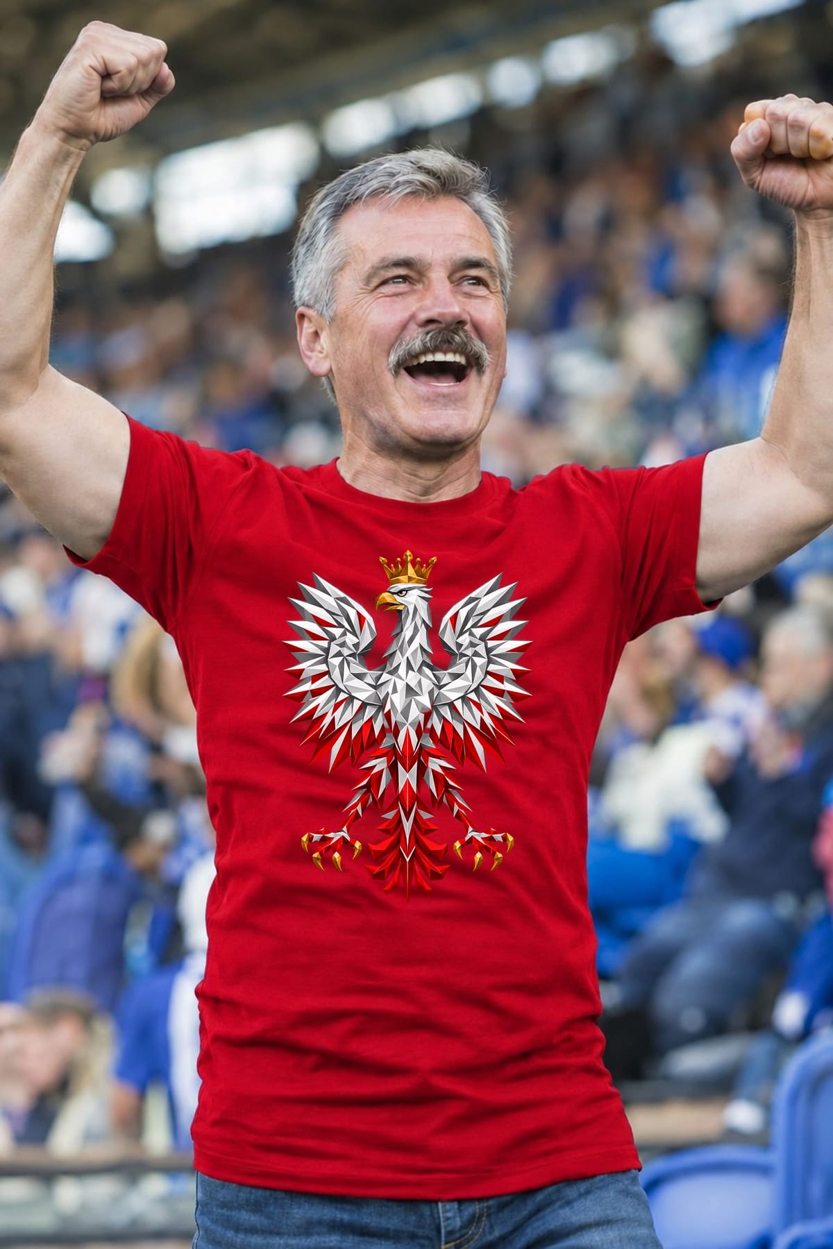 Koszulka męska czerwona orzeł geometryczny patriotyczna prezent, zdjęcie 7