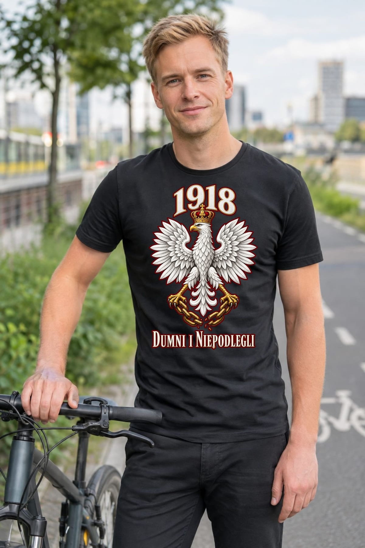 Koszulka męska czarna dumni i niepodlegli orzeł 1918 patriotyczna, zdjęcie 4