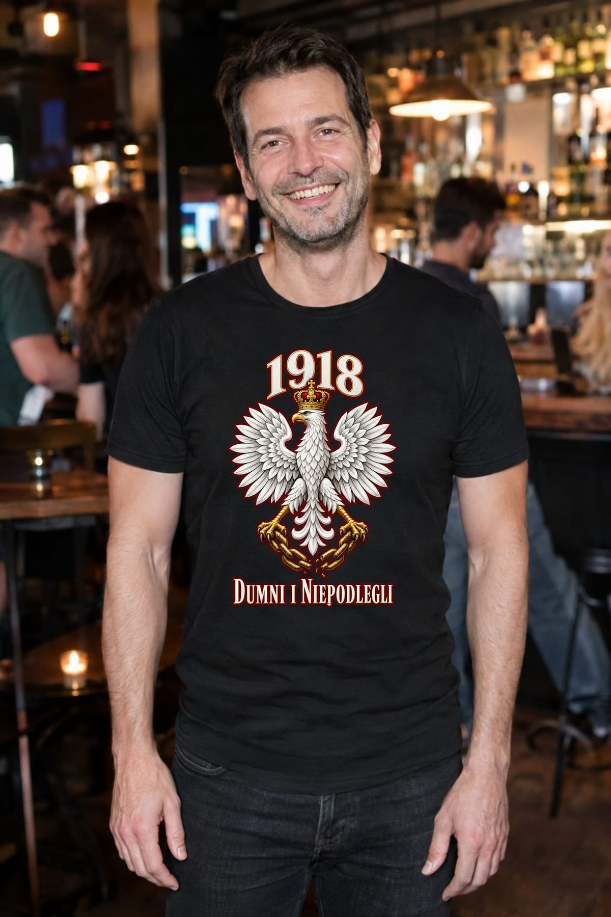 Koszulka męska czarna dumni i niepodlegli orzeł 1918 patriotyczna, zdjęcie 6