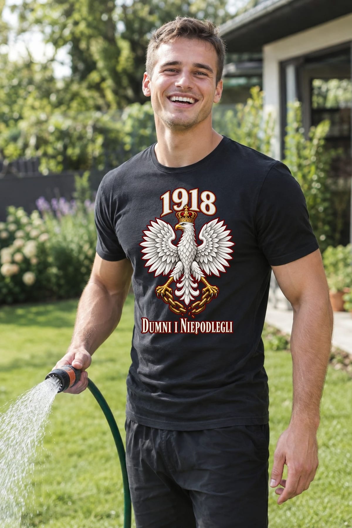 Koszulka męska czarna dumni i niepodlegli orzeł 1918 patriotyczna, zdjęcie 7