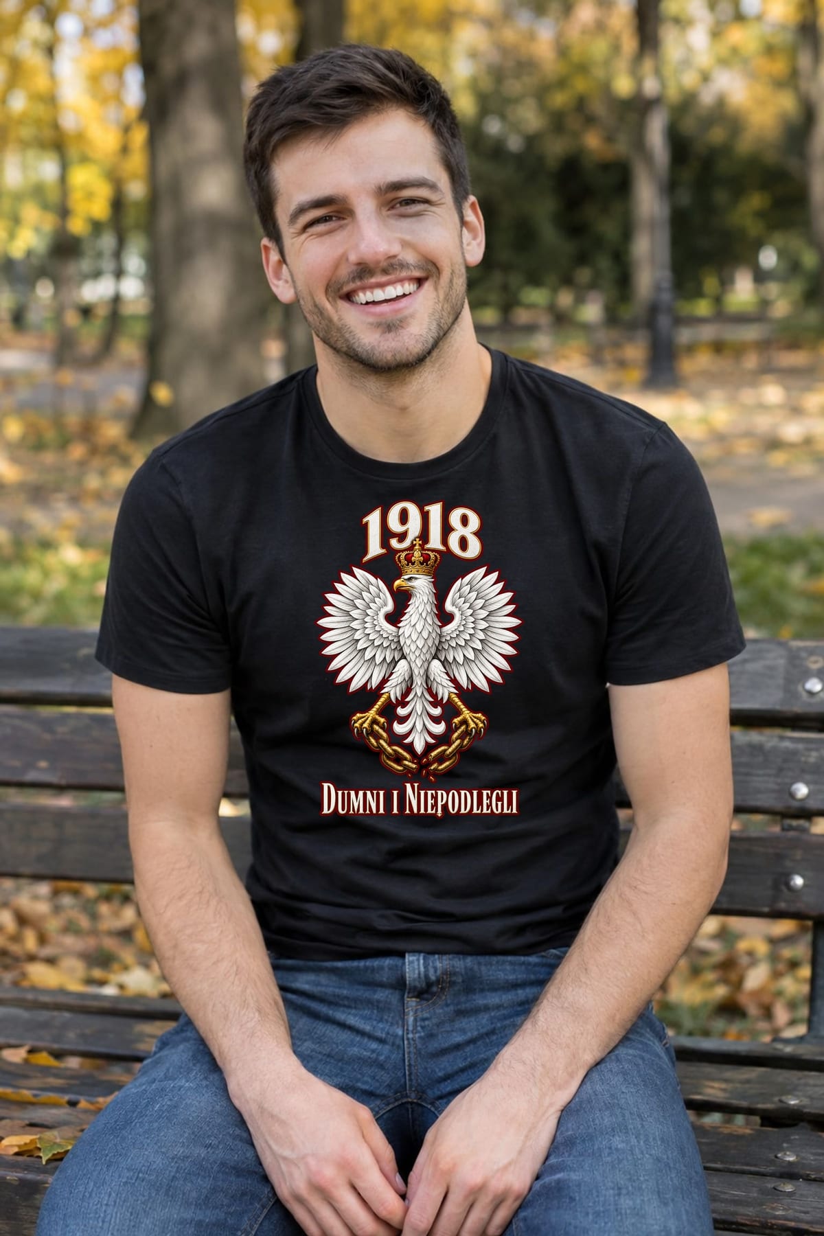 Koszulka męska czarna dumni i niepodlegli orzeł 1918 patriotyczna, zdjęcie 8