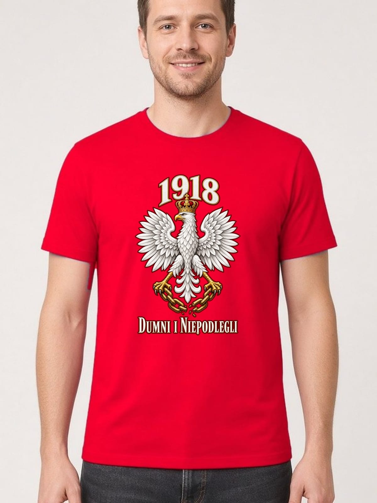 Koszulka męska czerwona dumni i niepodlegli orzeł 1918 patriotyczna, zdjęcie 1
