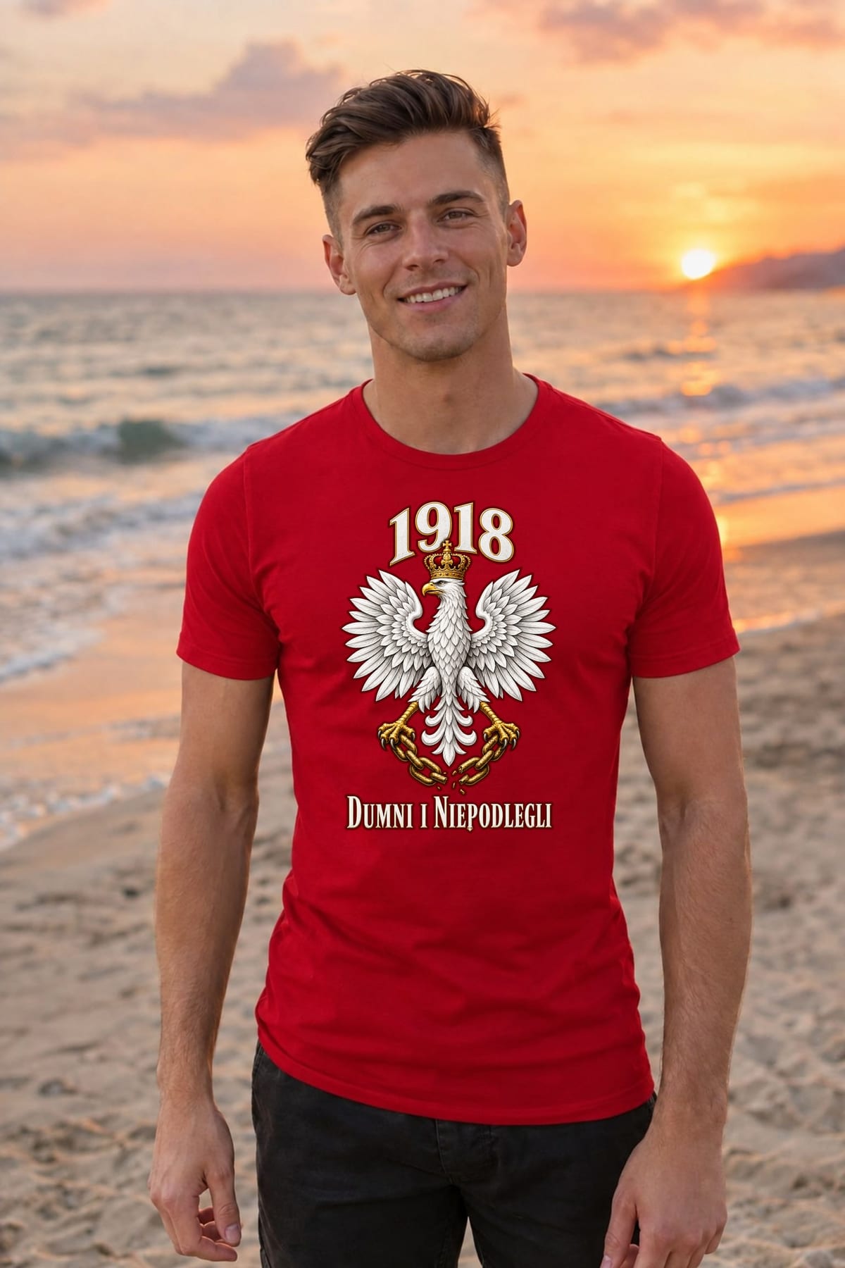 Koszulka męska czerwona dumni i niepodlegli orzeł 1918 patriotyczna, zdjęcie 4