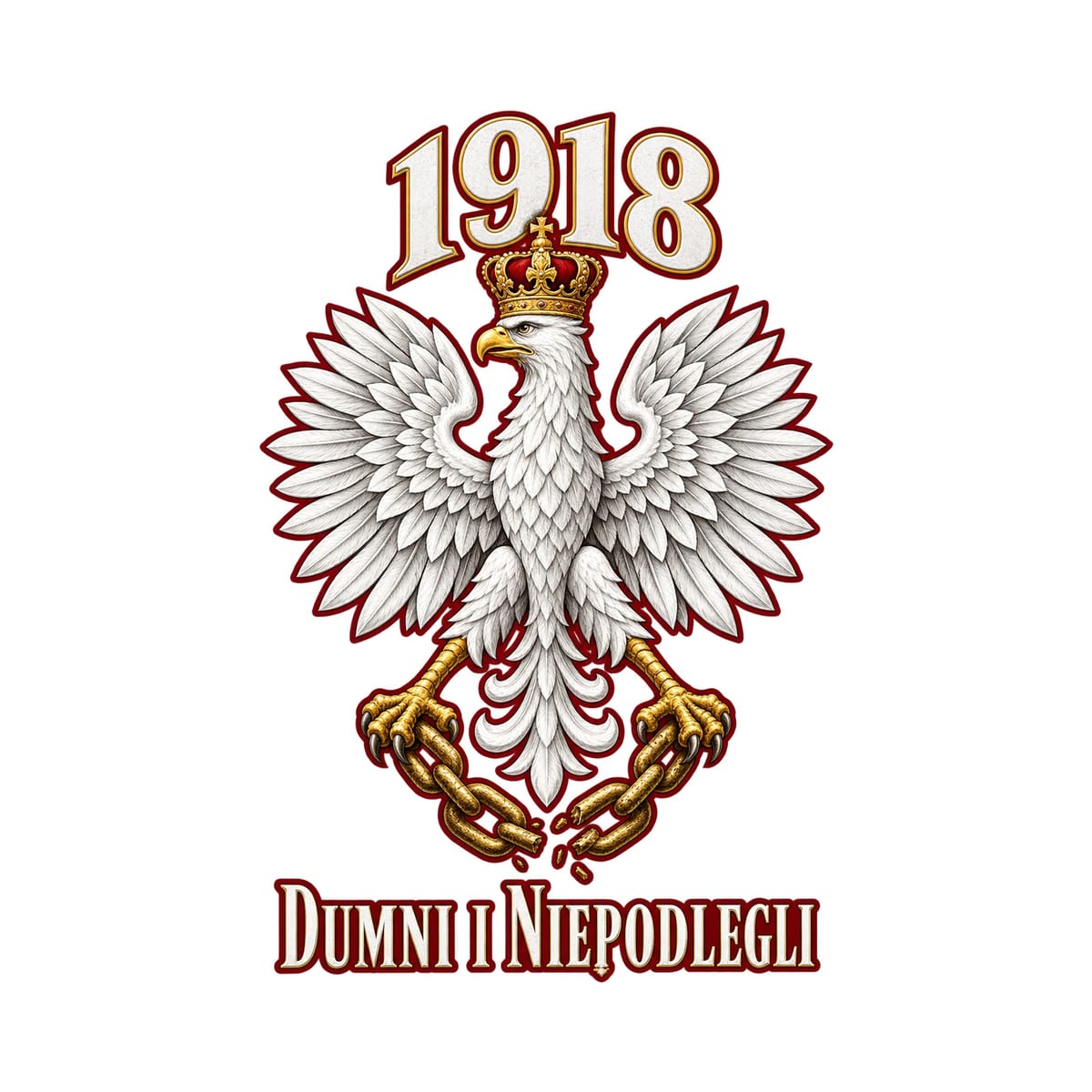Koszulka męska biała dumni i niepodlegli orzeł 1918 patriotyczna, zdjęcie 2