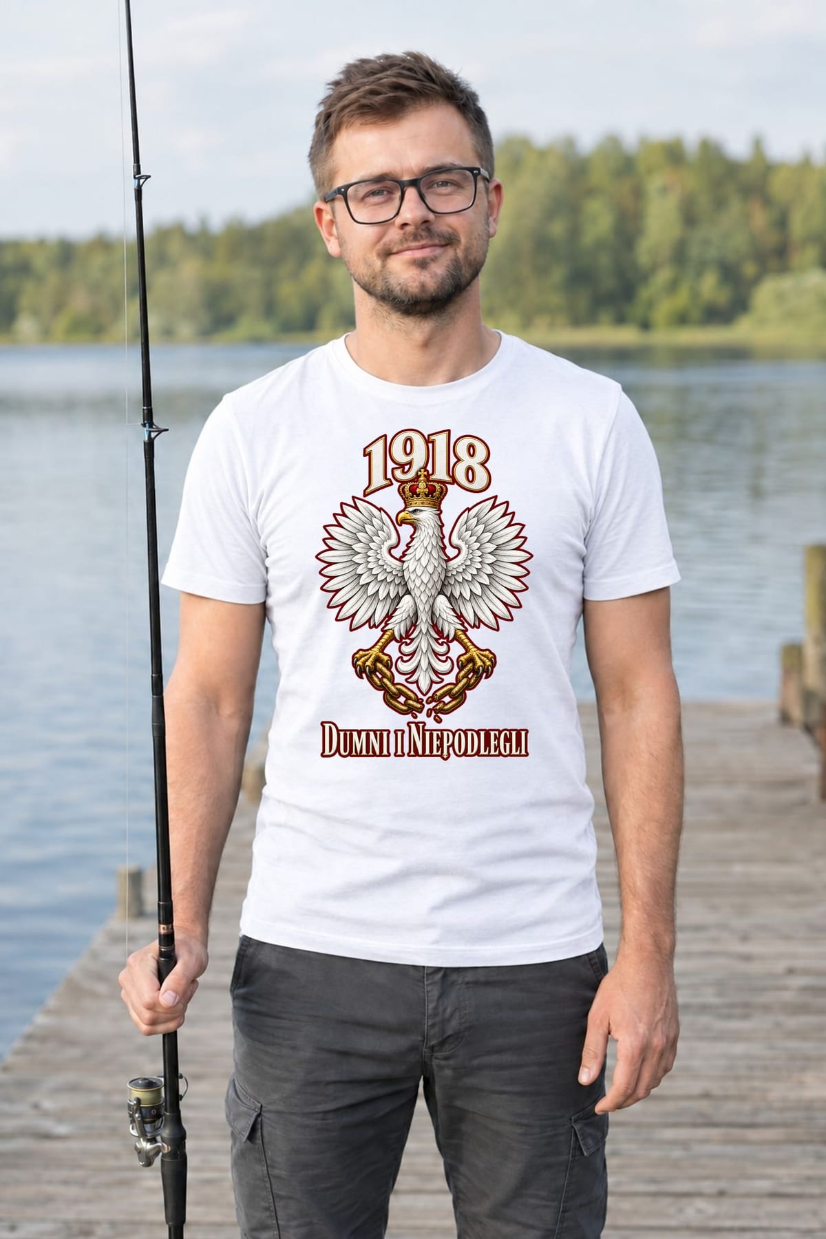 Koszulka męska biała dumni i niepodlegli orzeł 1918 patriotyczna, zdjęcie 5