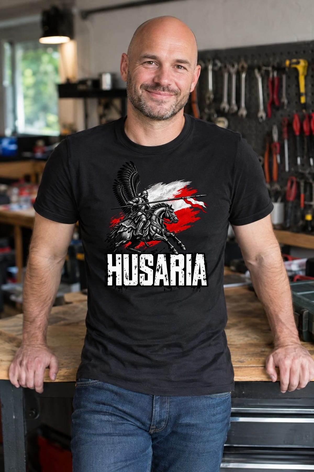 Koszulka męska czarna husaria na koniu patriotyczna wojsko prezent, zdjęcie 3