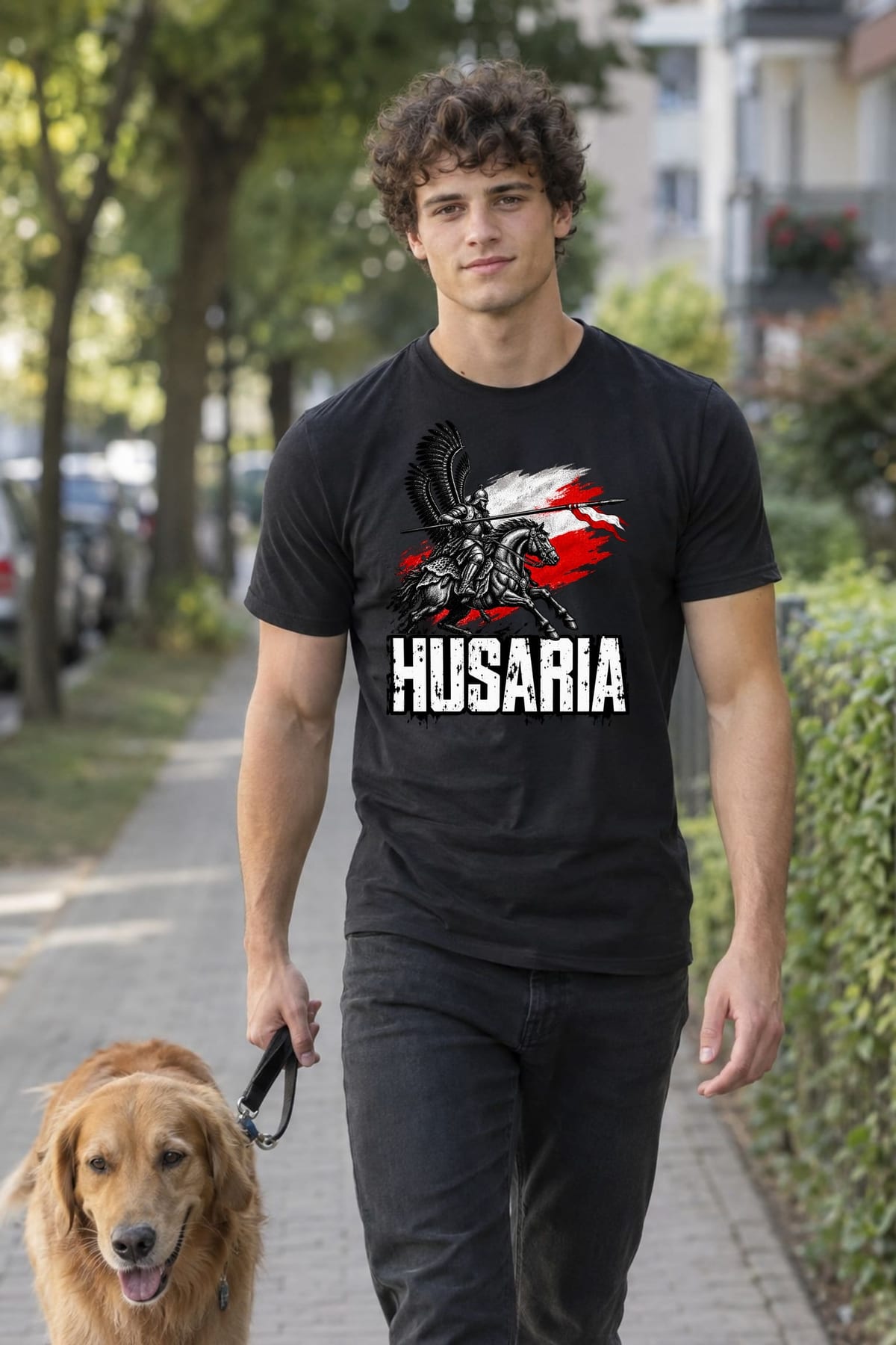 Koszulka męska czarna husaria na koniu patriotyczna wojsko prezent, zdjęcie 4